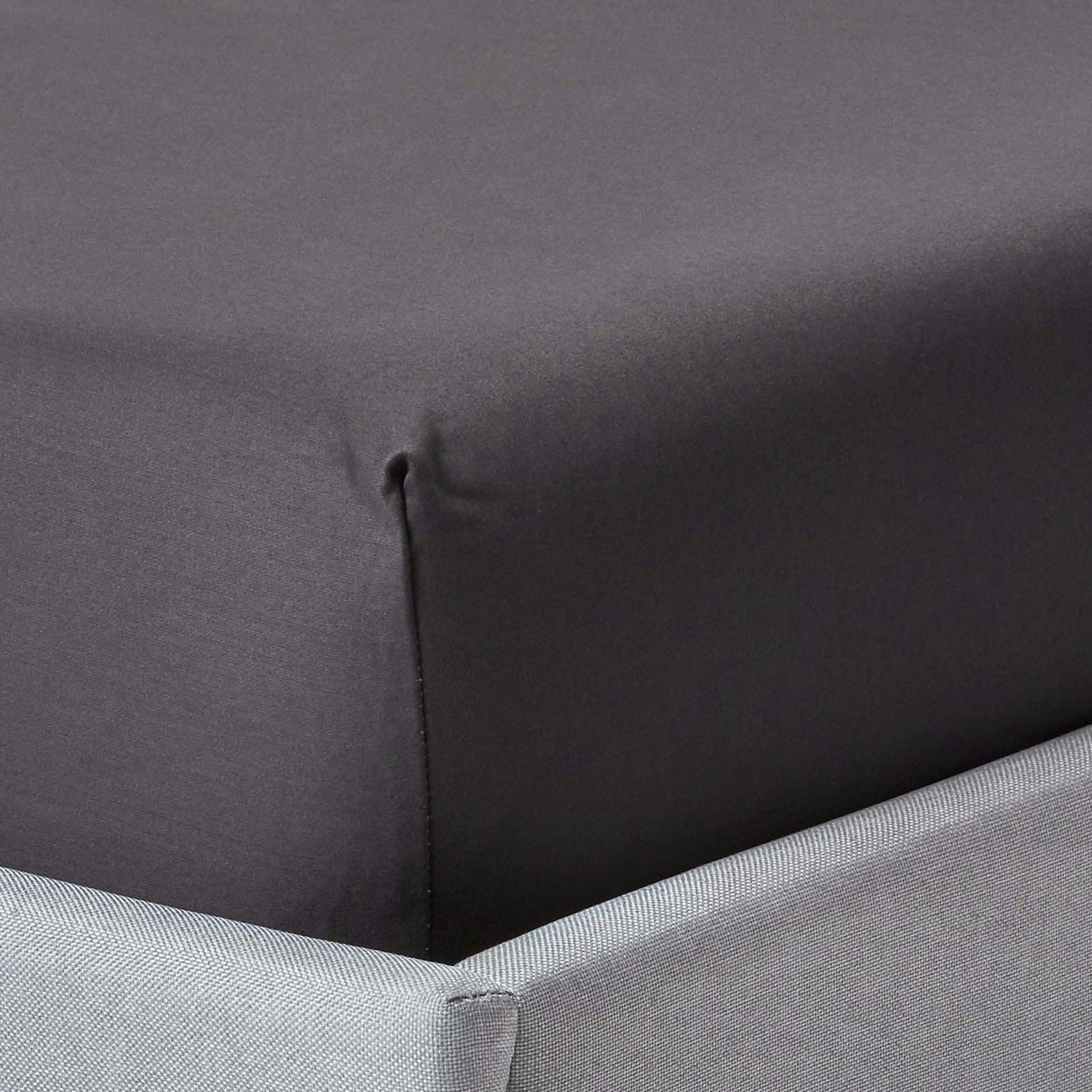 Rackhams Dark/Grey Premium 1000 Tc Egyptian Cotton Sateen Weave Fitted Sheet – 30 Cm Deep - Charcoal - Double