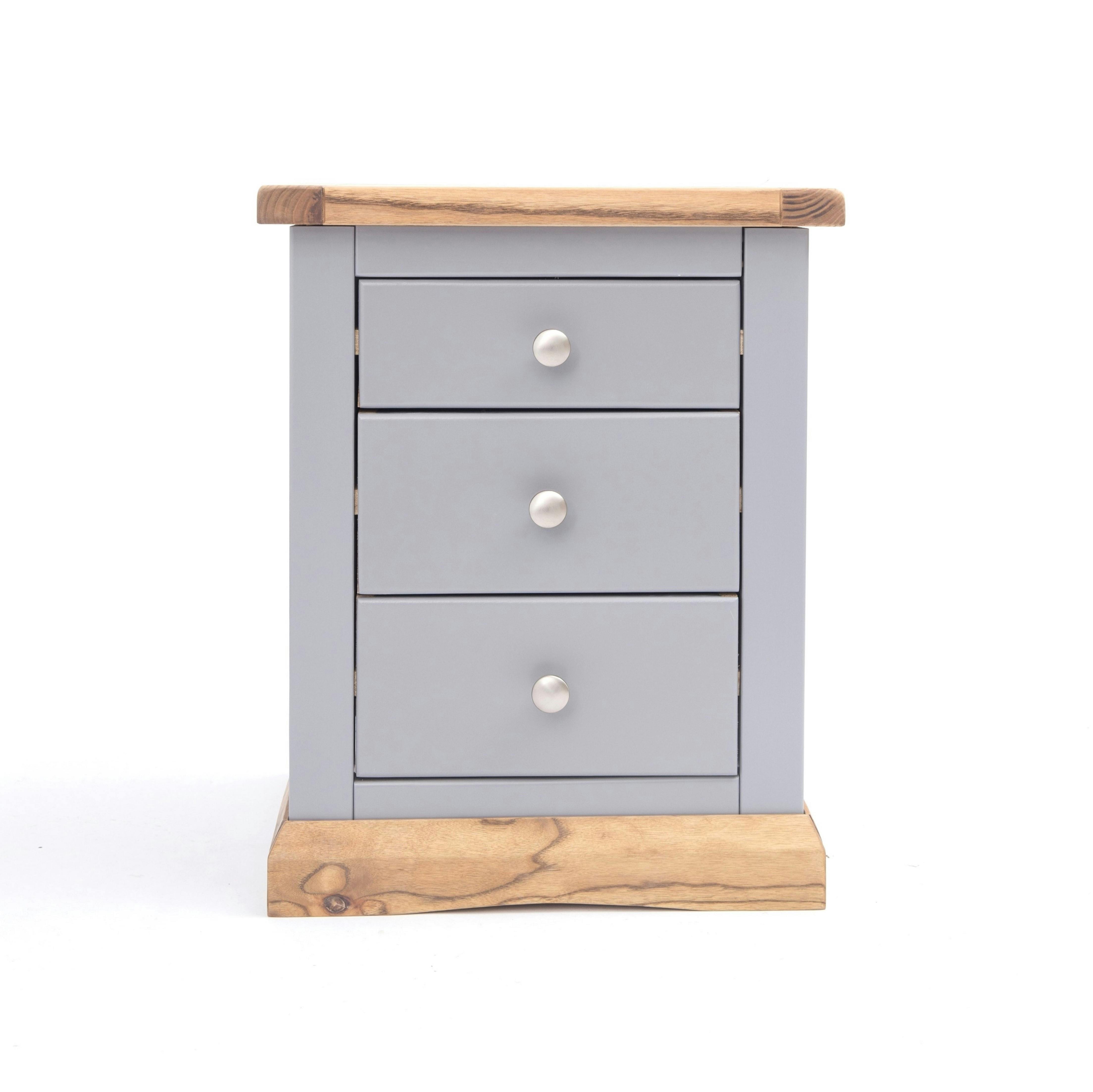 Cabinet Bits Grey Biccari 3 Drawer Bedside Table