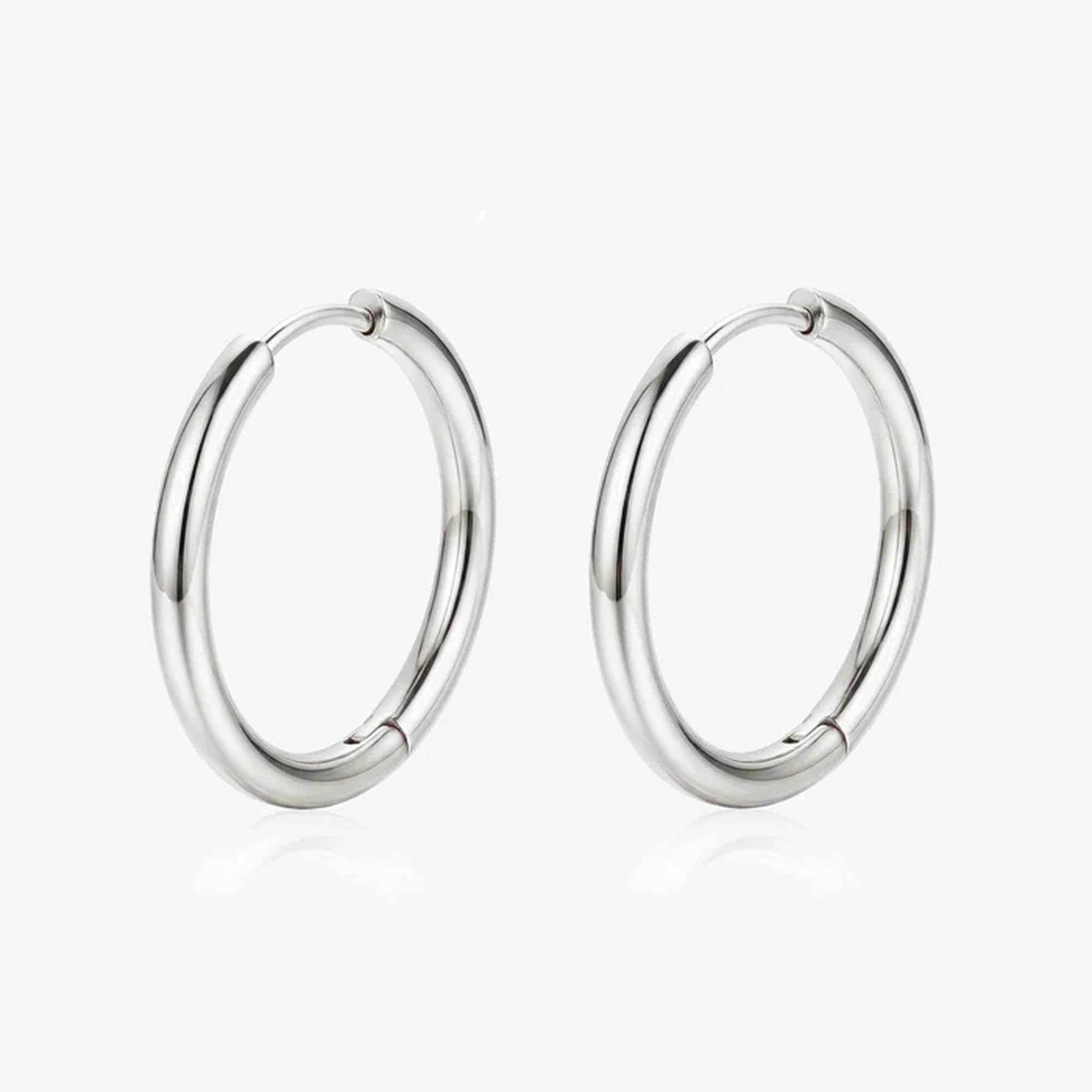 Muchv Silver Solid Hoop Earrings - 24Mm