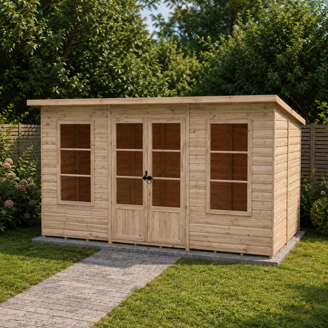 Rackhams Light 12X6 Dahlia Pent Summerhouse 12Mm Shiplap Interlock Cladding