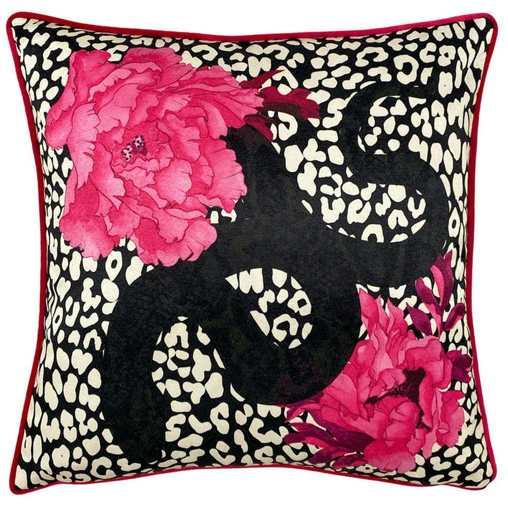 Furn Pink Serpentine Animal Print Cushion Cover - /Charcoal - One Size - /Charcoal - 100% Polyester