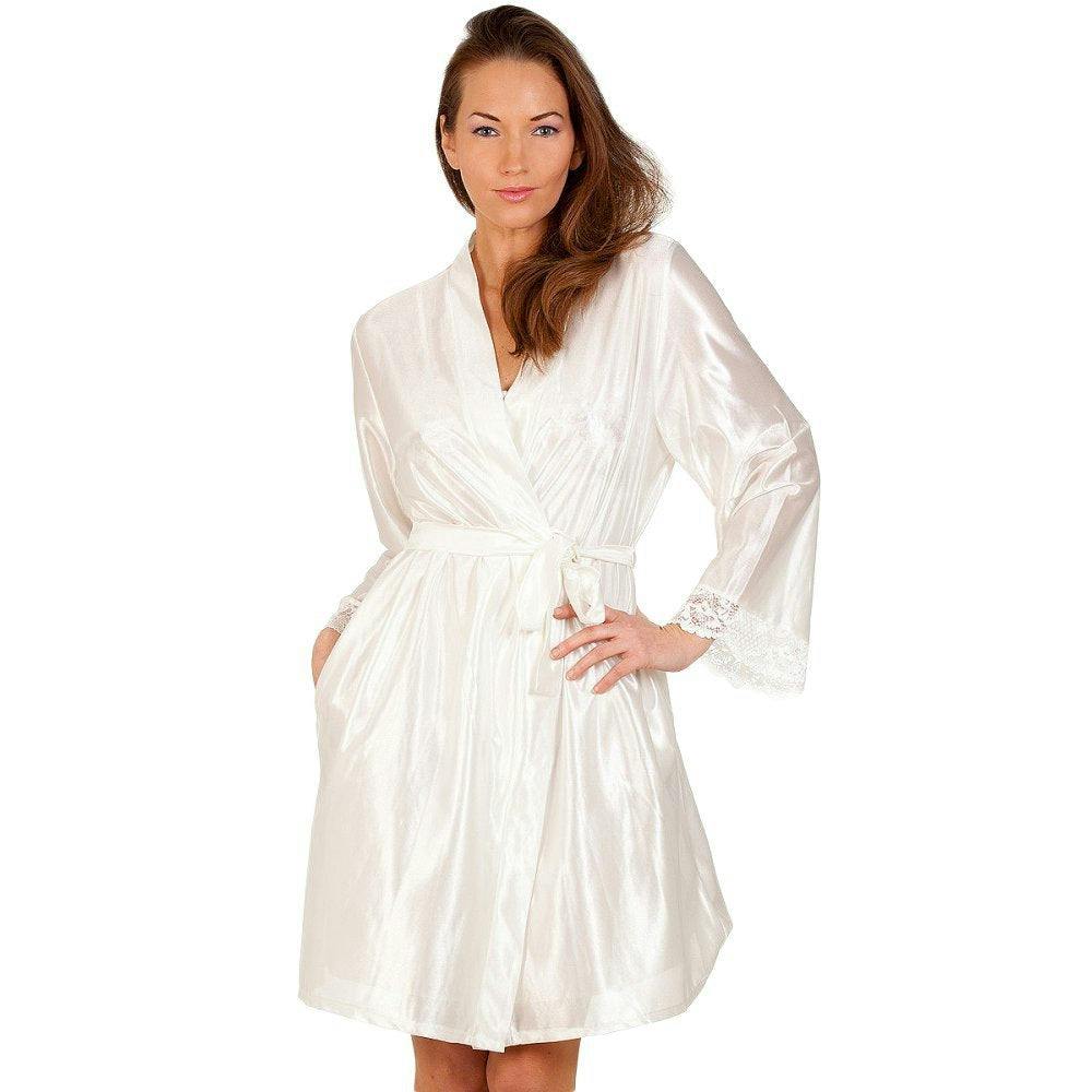 Camille Ivory Luxury Chemise And Wrap Set - 14-16