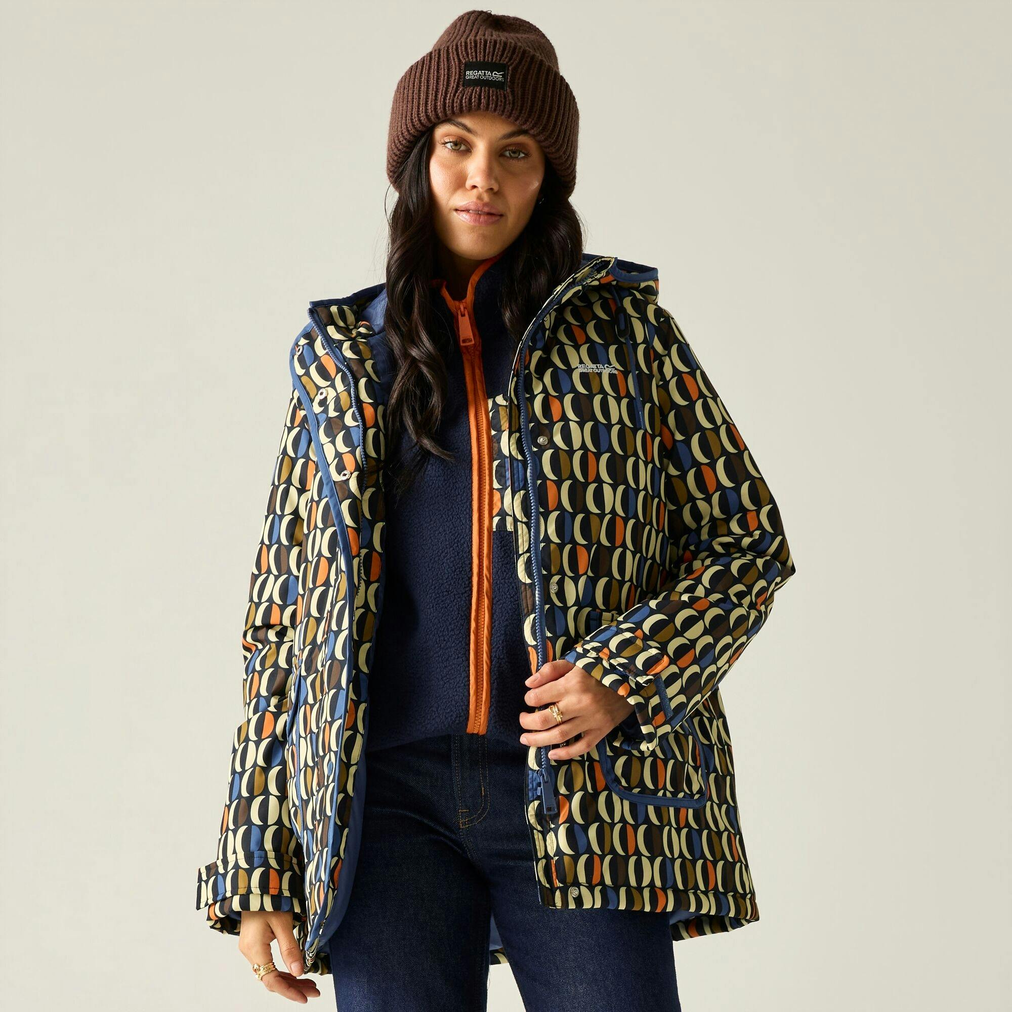 Regatta Women's / Orla Kiely Oval Insulated Waterproof Jacket - Navy/Multicoloured - 14 Uk - Navy/Multicoloured - 62% Polyester/38% Recycled Polyester