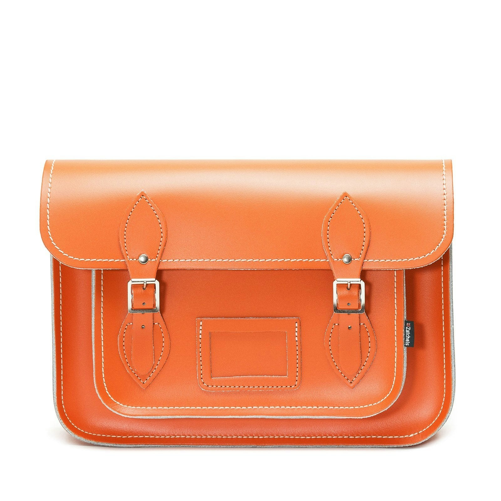 Zatchels Orange Handmade Leather Satchel - 11.5"