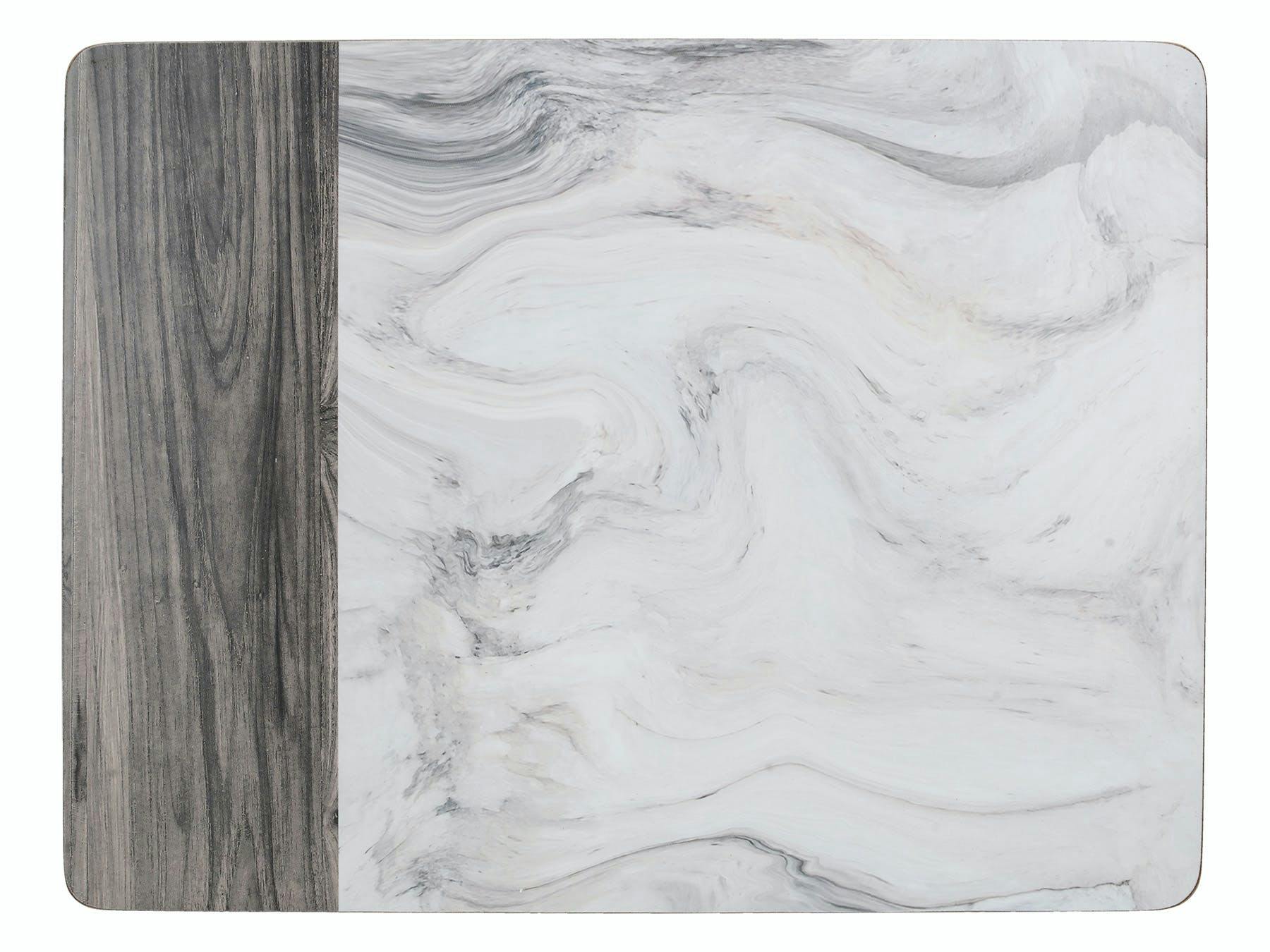 Rackhams White Marble Pack Of 4 Large Placemats - Assorted - Wood - Placemats And Coasters