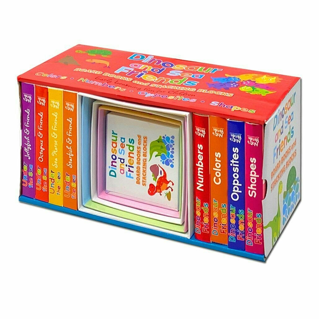 B&Q - Dinosaur And Sea Friends Early Learning 8 Board Books And 5 Stacking Blocks - Image 6