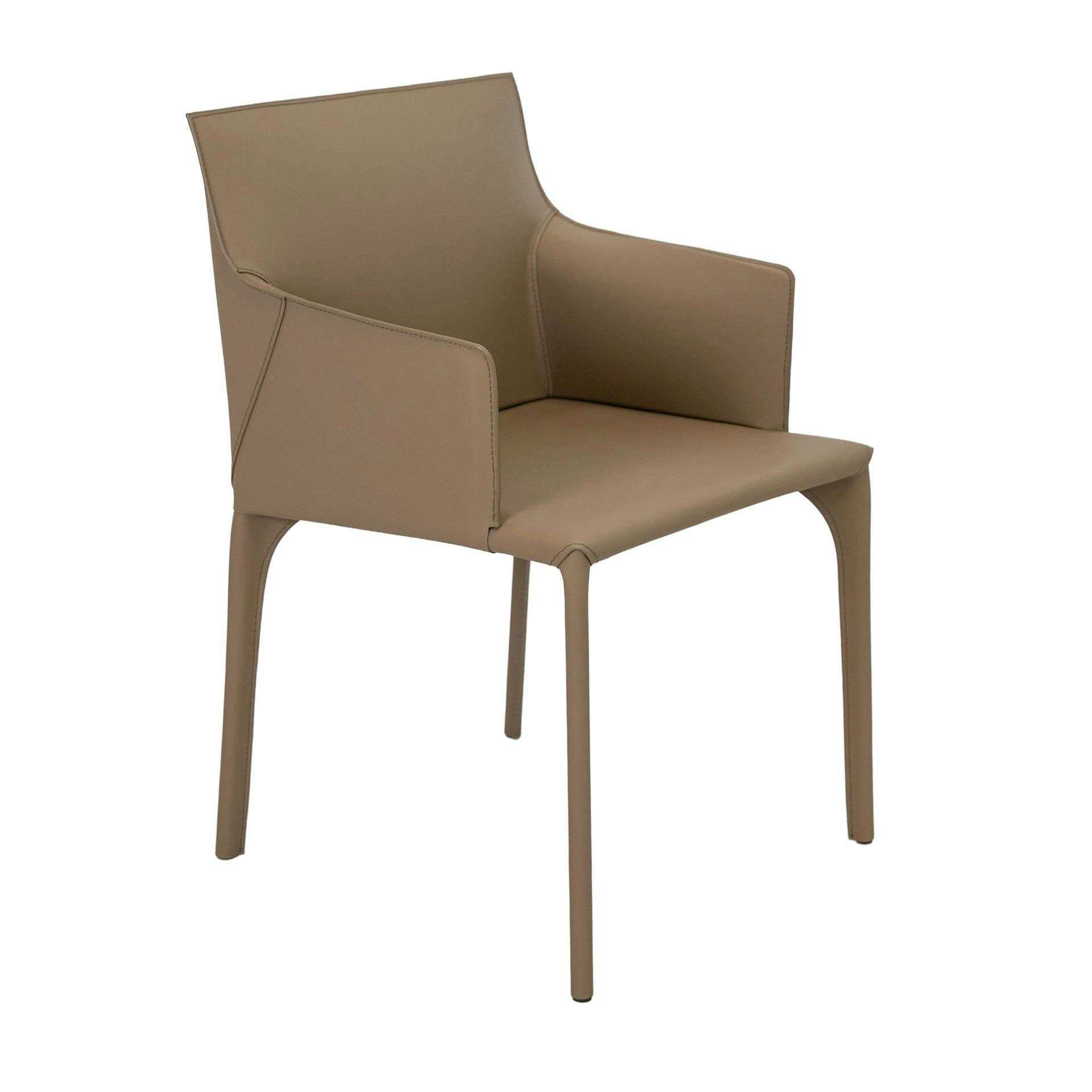Angel Cerdá Chair In Mink-Coloured Regenerated Leather 4251