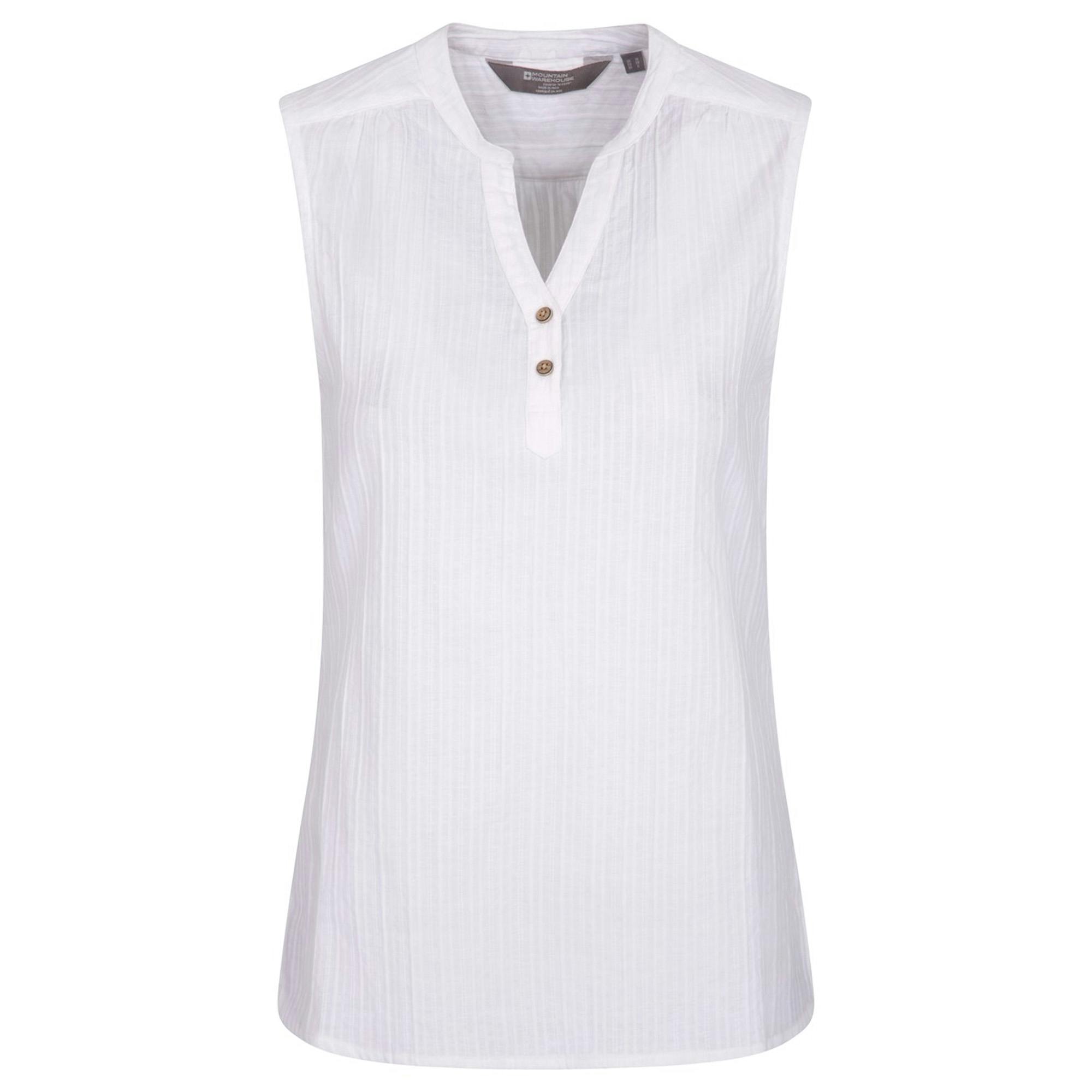 Mountain Warehouse Women's White Petra Sleeveless Shirt - 12 Uk - 100% Cotton