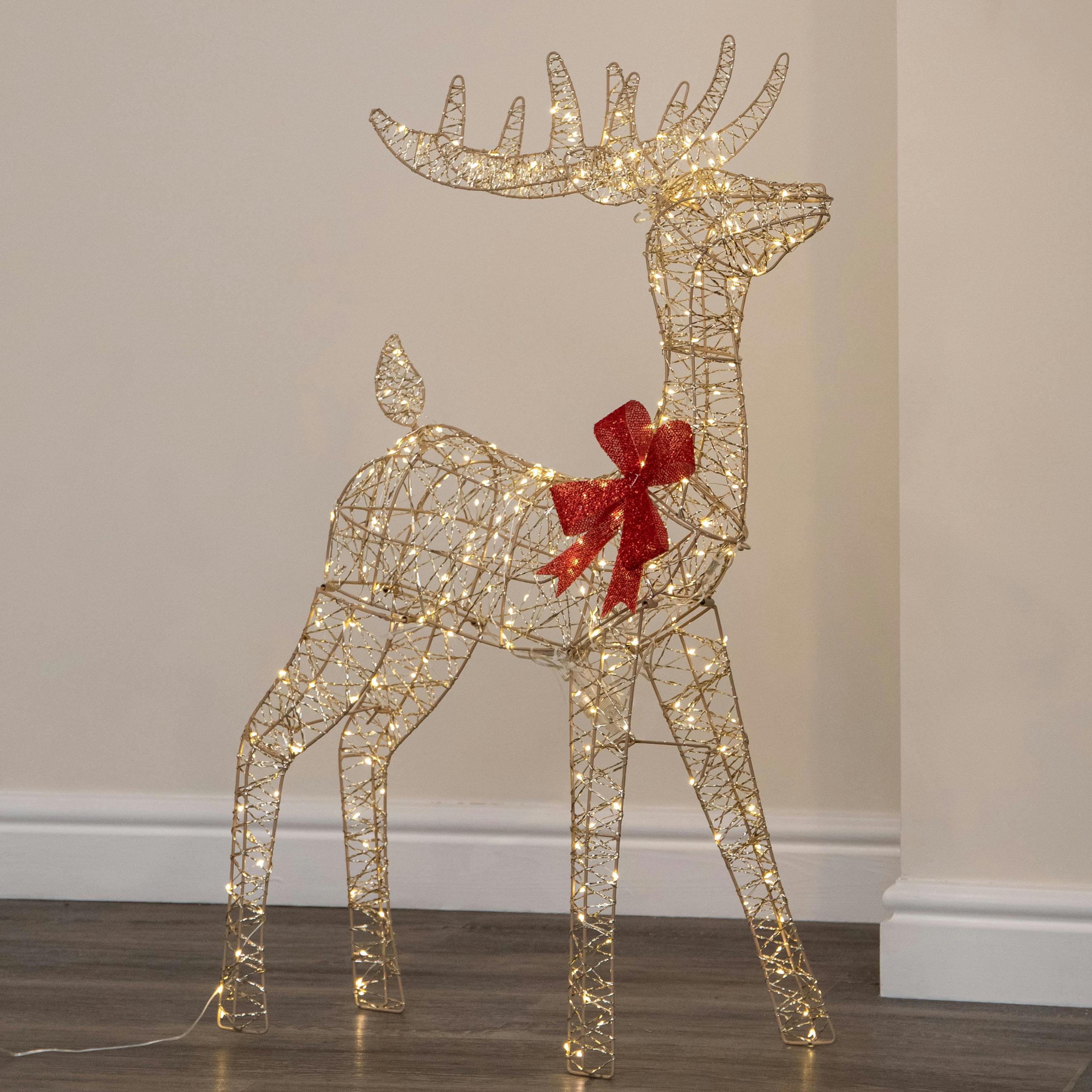 B&Q - 1M Light Up Gold Twist Christmas Standing Reindeer With 300 Warm White Leds - Image 2