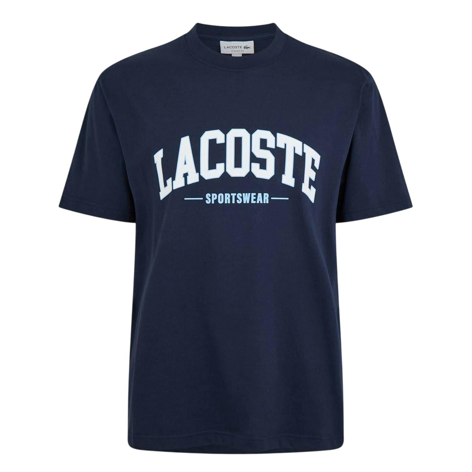 Lacoste Unisex Adult Arched Logo T-Shirt - Navy - S - Navy - 100% Cotton