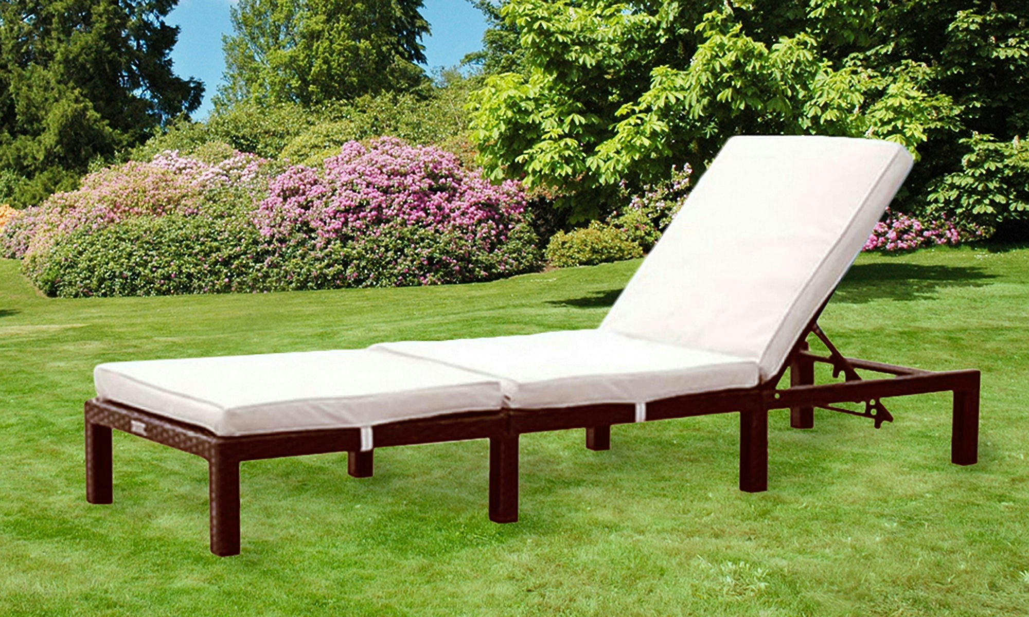 Rackhams Brown Reclining Rattan Sun Lounger