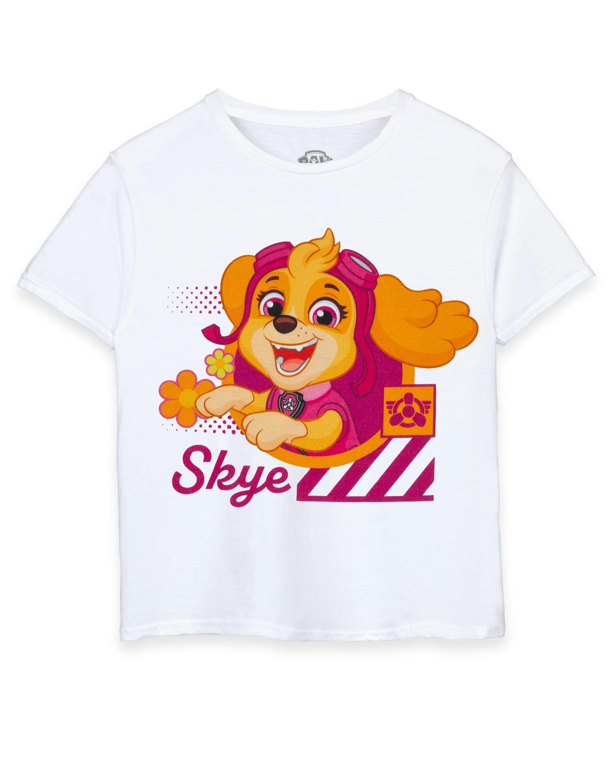 Vanilla Underground Girls White Paw Patrol Skye Short Sleeved T-Shirt - 7-8 Years