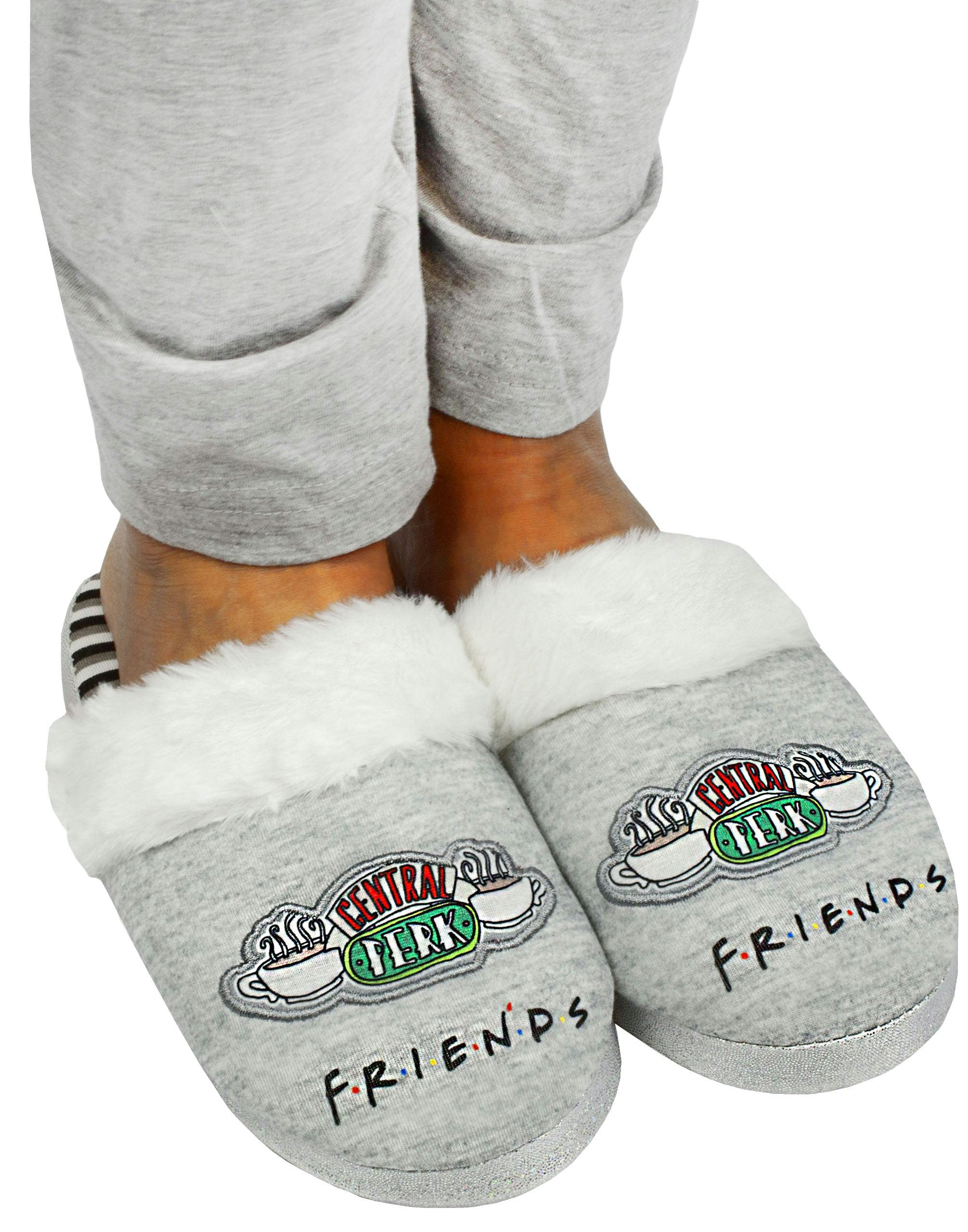 Vanilla Underground Girls Grey Friends Central Perk Graphic Mule Slippers - 1-2 Uk Child