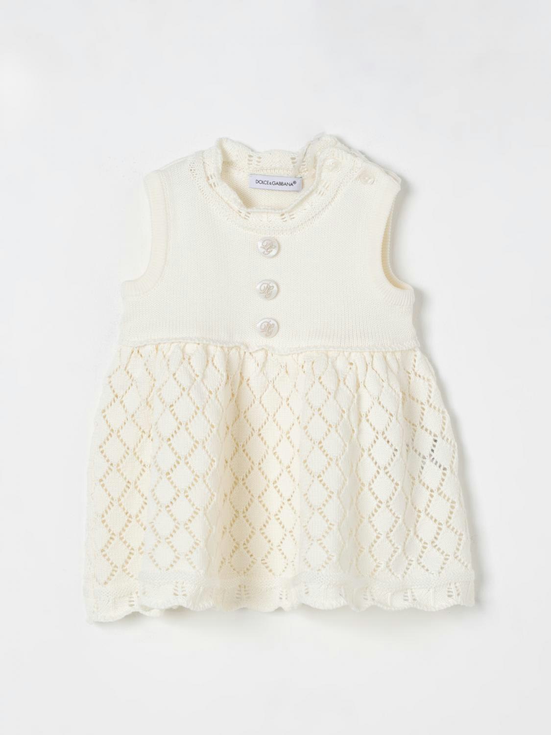 Dolce & Gabbana Women's White Baby Girl Knit Dress Openwork - 6M Eu