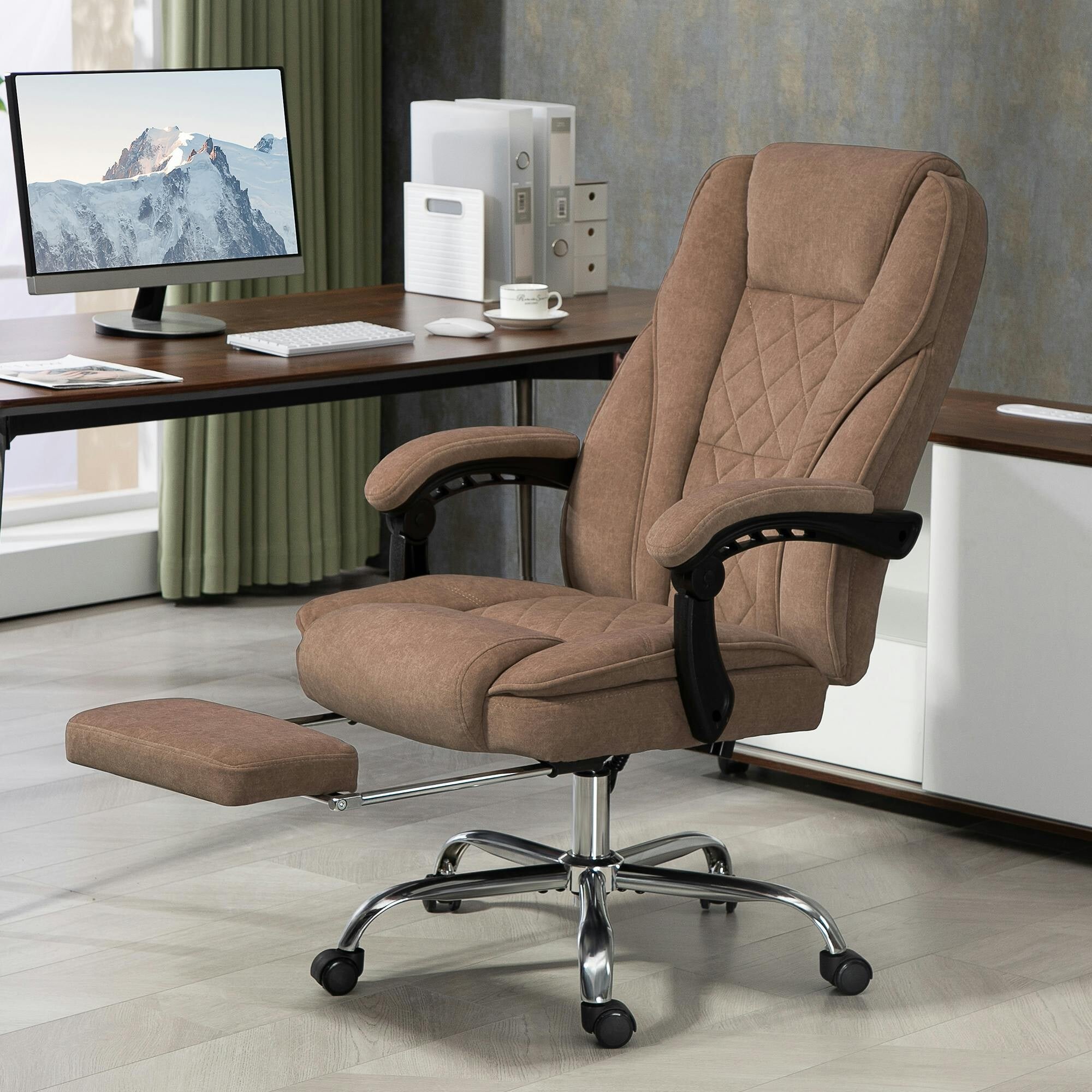 Vinsetto Brown Heated Reclining Massage Office Chair - Ergonomic with Lumbar Heat & Footrest - Image 3