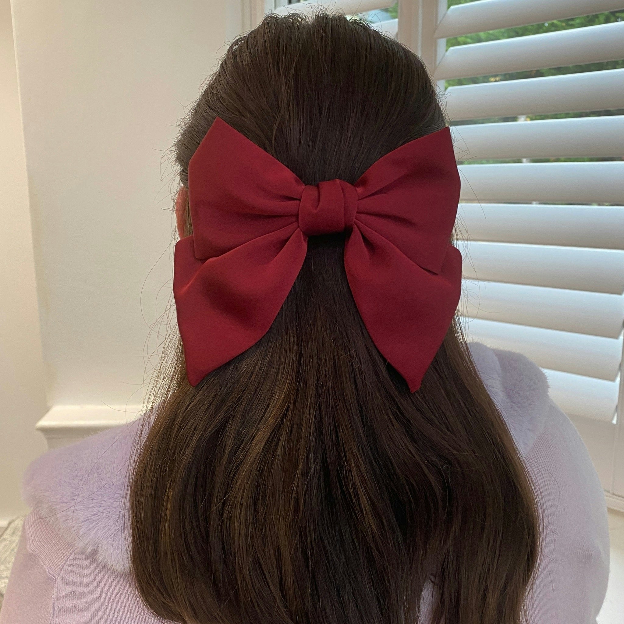 Queenmee Accessories Red Hair Bow Satin Hair Bow Hair Clip