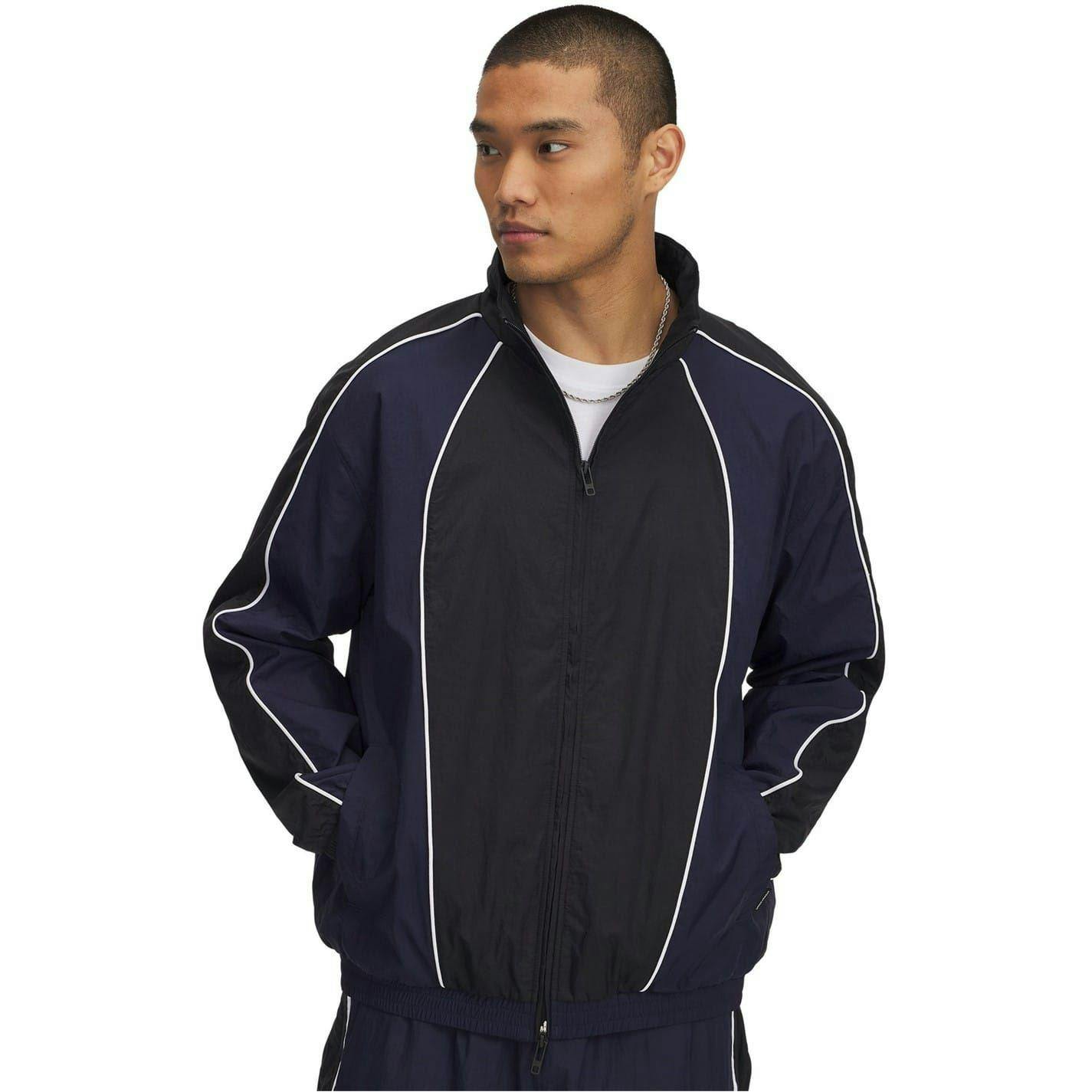 Under Armour Men's Black Colour Block Contrast Piping Raglan Track Jacket - Xxl - 100% Nylon