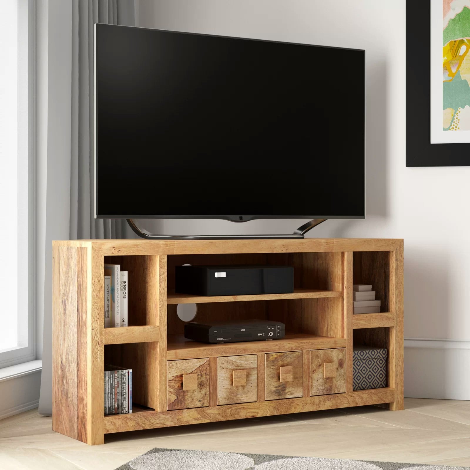 Ih Design Light Logan Mango Corner Tv Unit - 110 Cm - 55 Cm - Wood