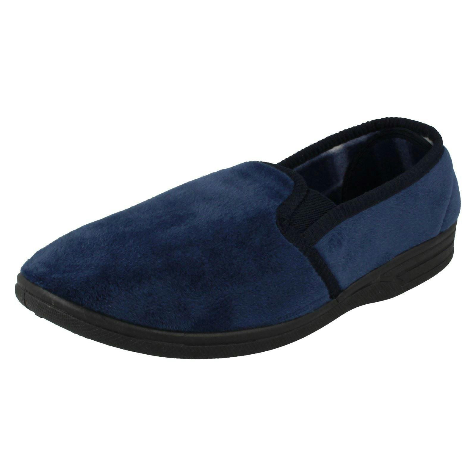 Spot On Men's Casual Slip On Slippers Ms22 - Navy - Uk 10