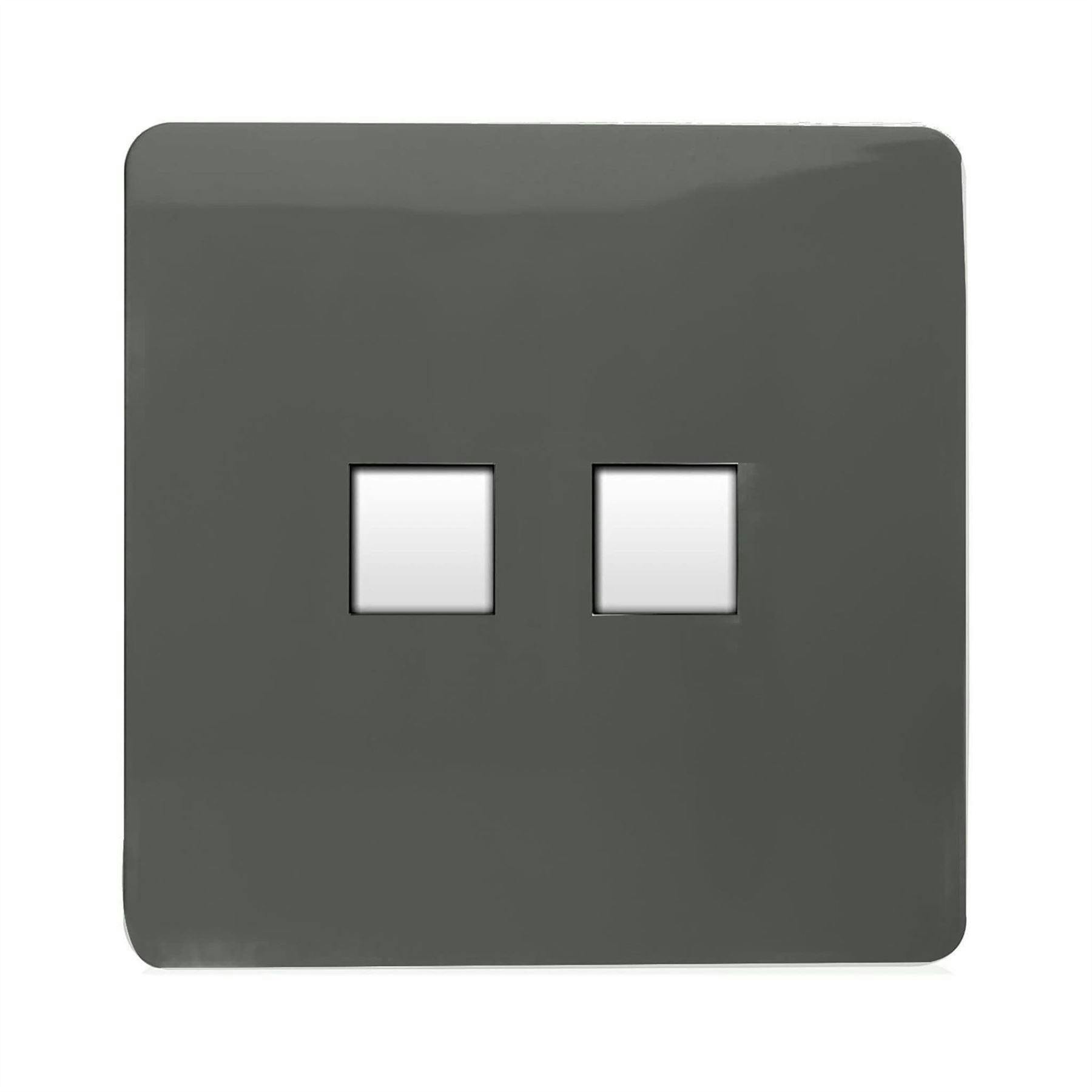 Trendi Switch 2 Gang Rj45 Cat 6 Modern Designer Pc Ethernet Socketin Charcoal Grey - Image 3