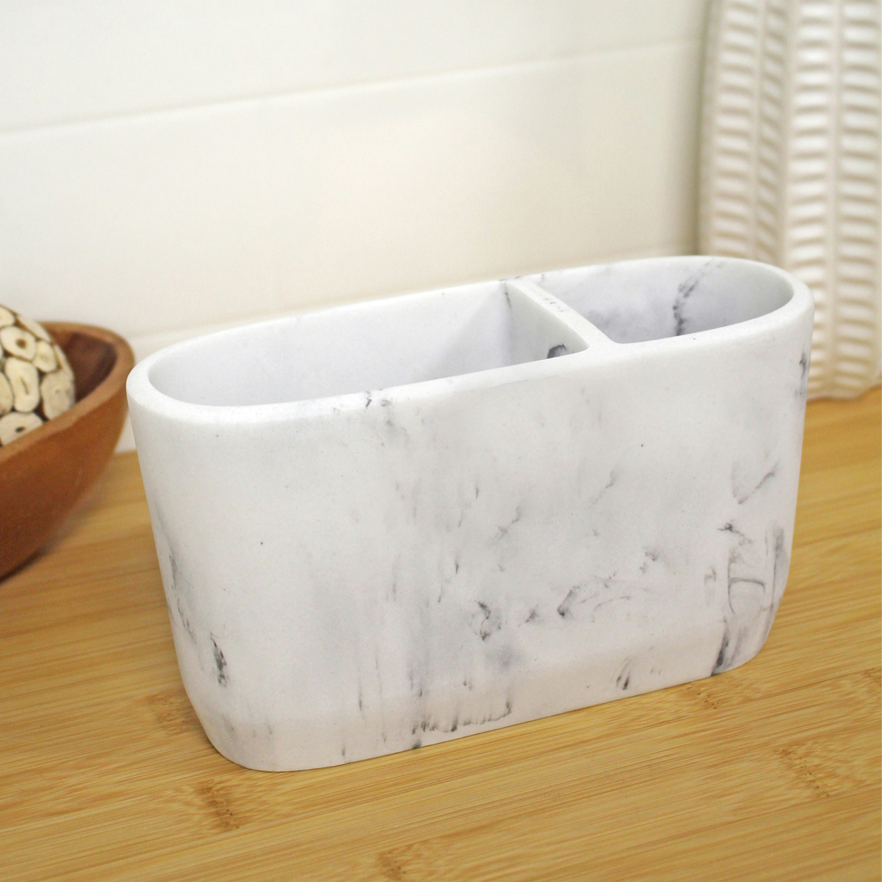 Showerdrape White Octavia Marble & Chrome Toothbrush Holder