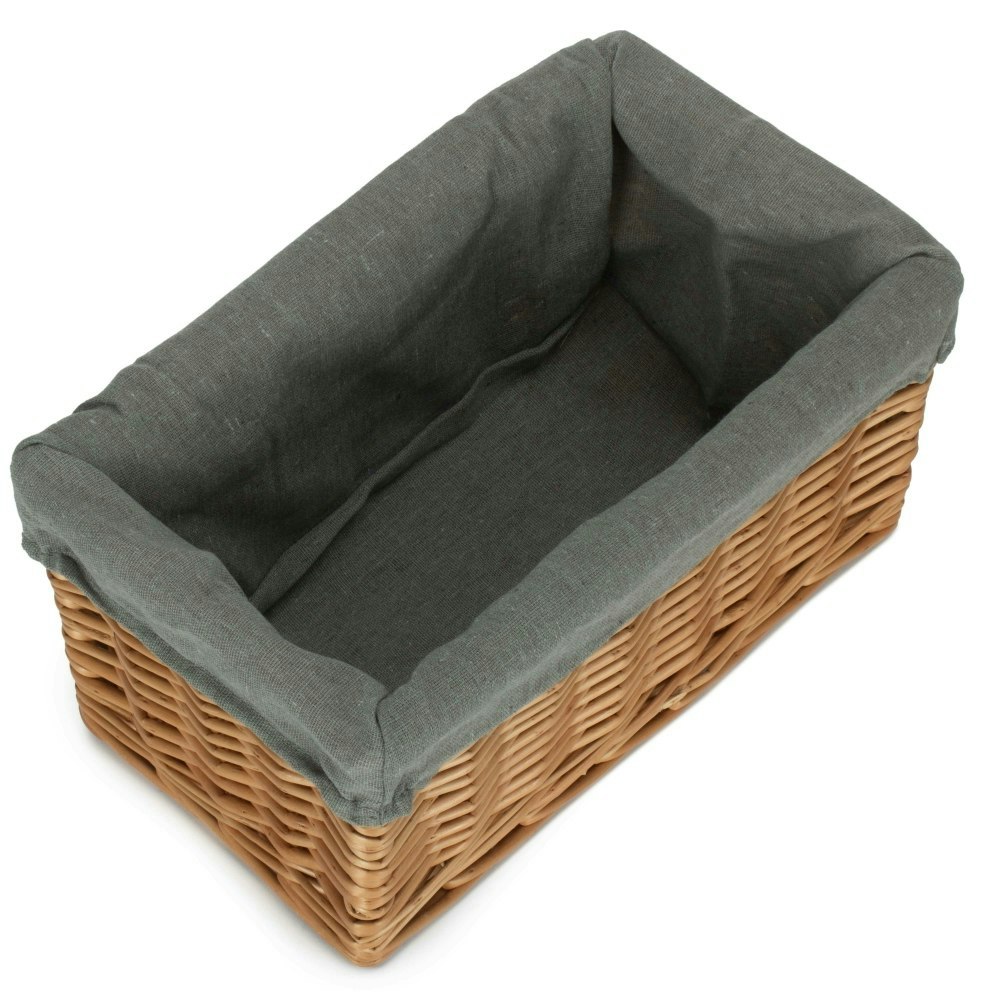 Rackhams Grey Double Steamed Cotton Lined Willow Storage Baskets - Small