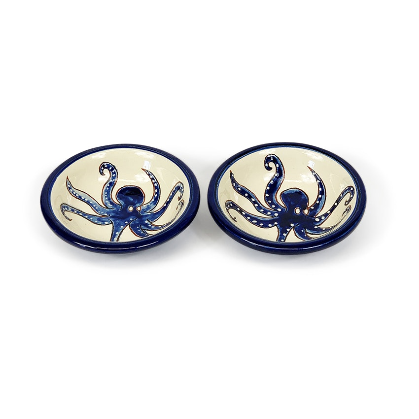 Rackhams Blue/White Signature - & Octopus - Mini Tapas Bowls Sets Of 4 - Octopus - Set Of 2 X 12Cm Bowls - Ceramic