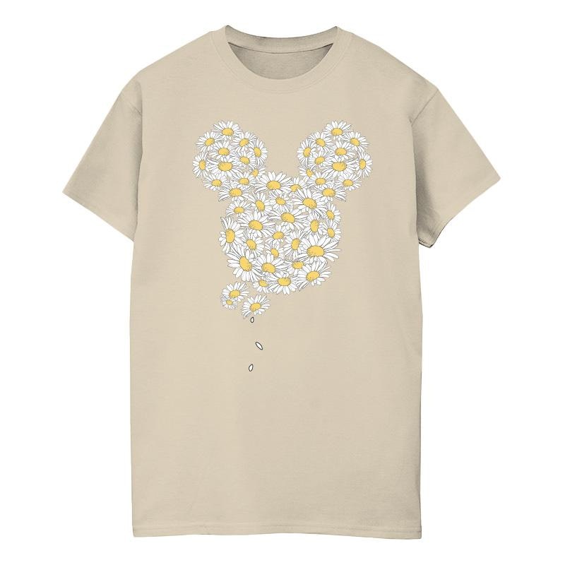 Disney Women's / Mickey Mouse Chamomile Head Cotton Boyfriend T-Shirt - Sand - Sand - 5XL