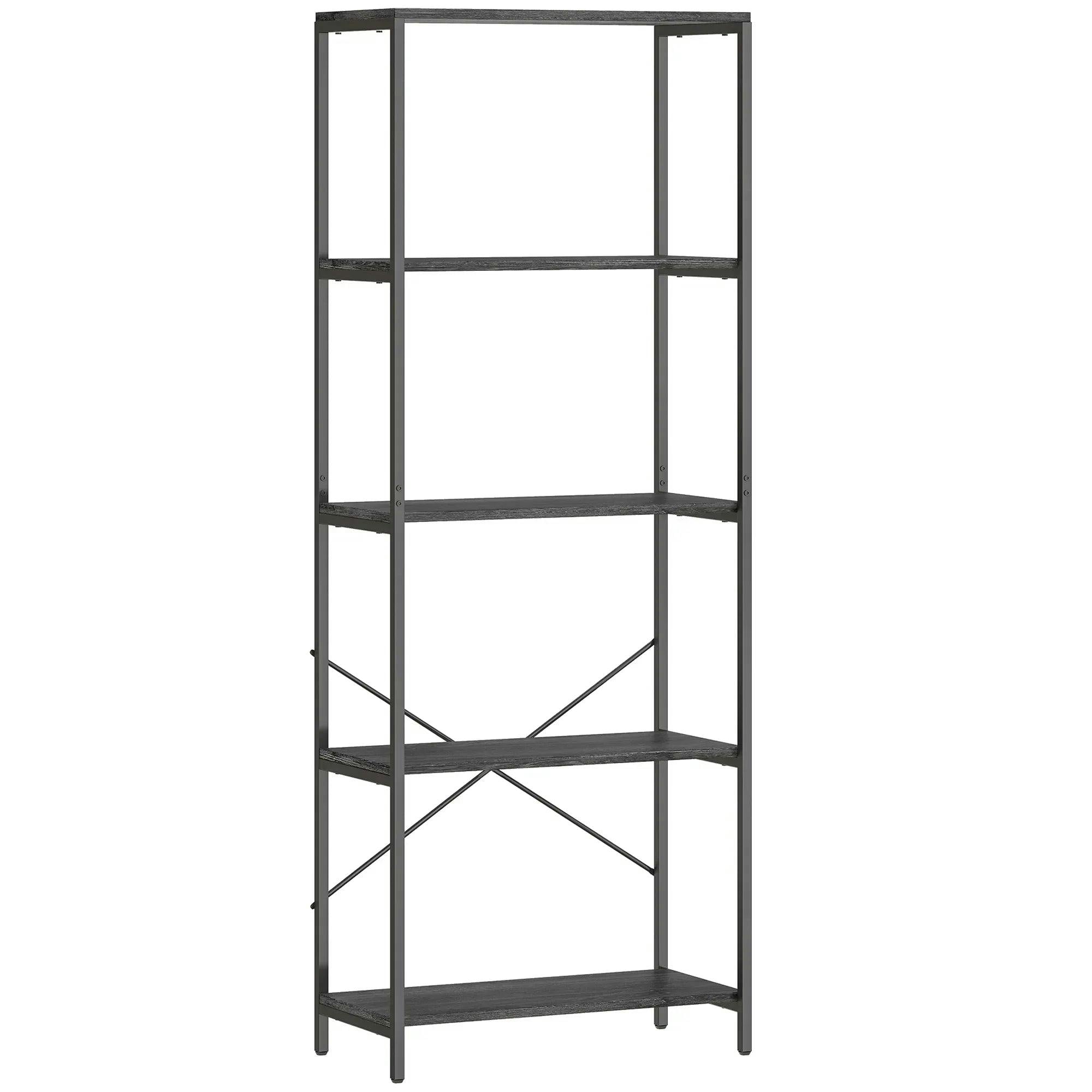 Homcom Industrial Bookshelf, Freestanding Bookcase, Dark Grey And Black - Image 7