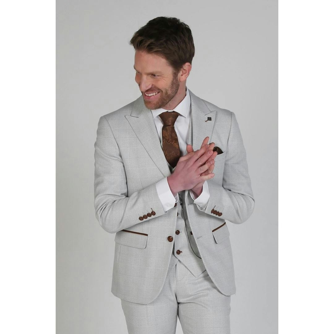 Paul Andrew Men's Beige Mark - Check Blazer - 46