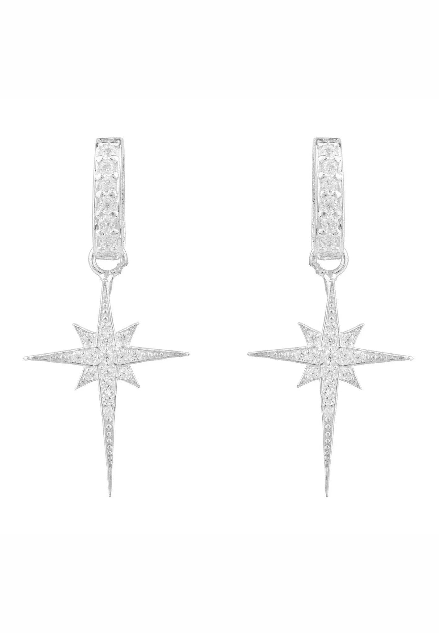 Latelita Silver North Star Burst Small Drop Earrings