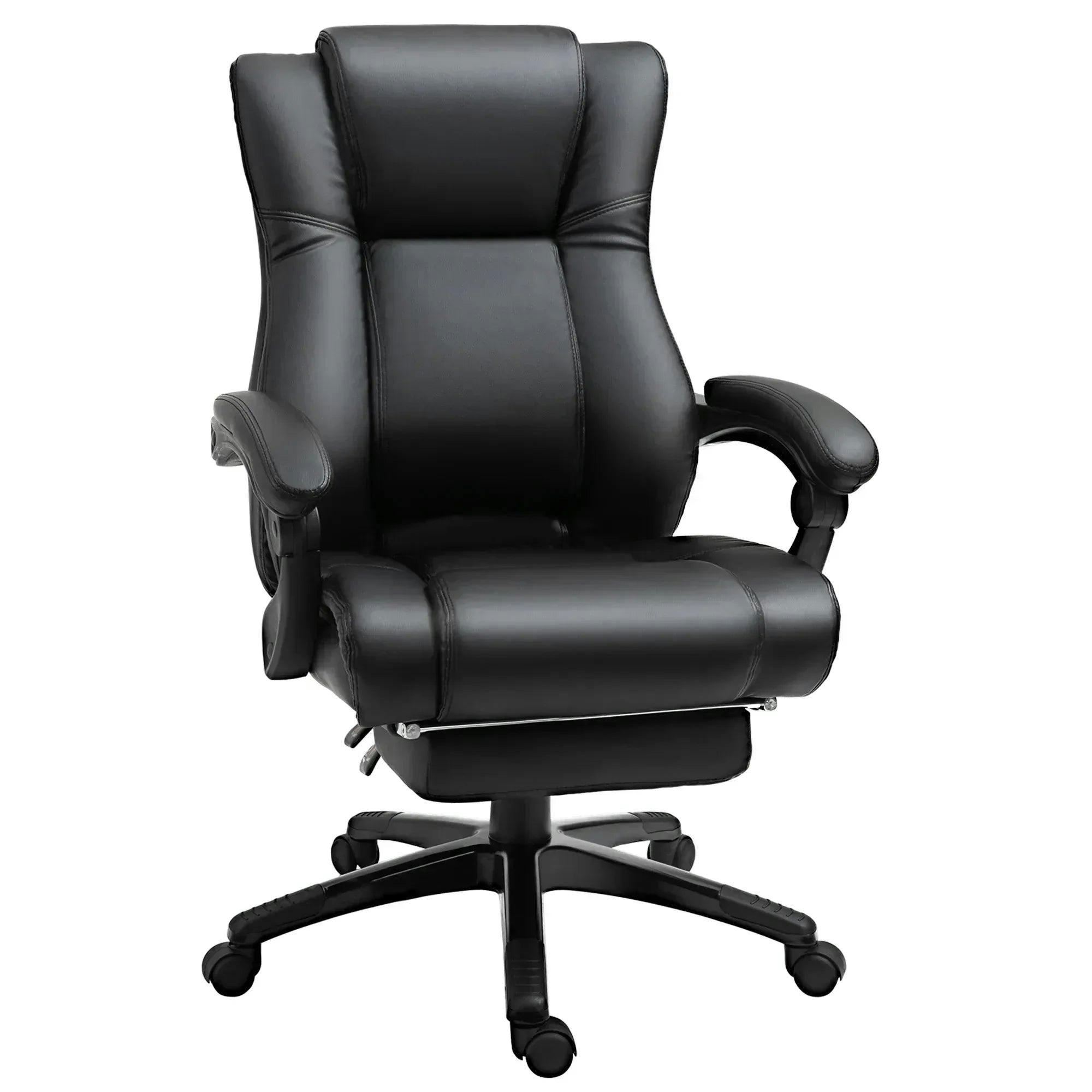 Executive Home Office Chair High Back Recliner with Footrest Ergonomic Black - Image 5