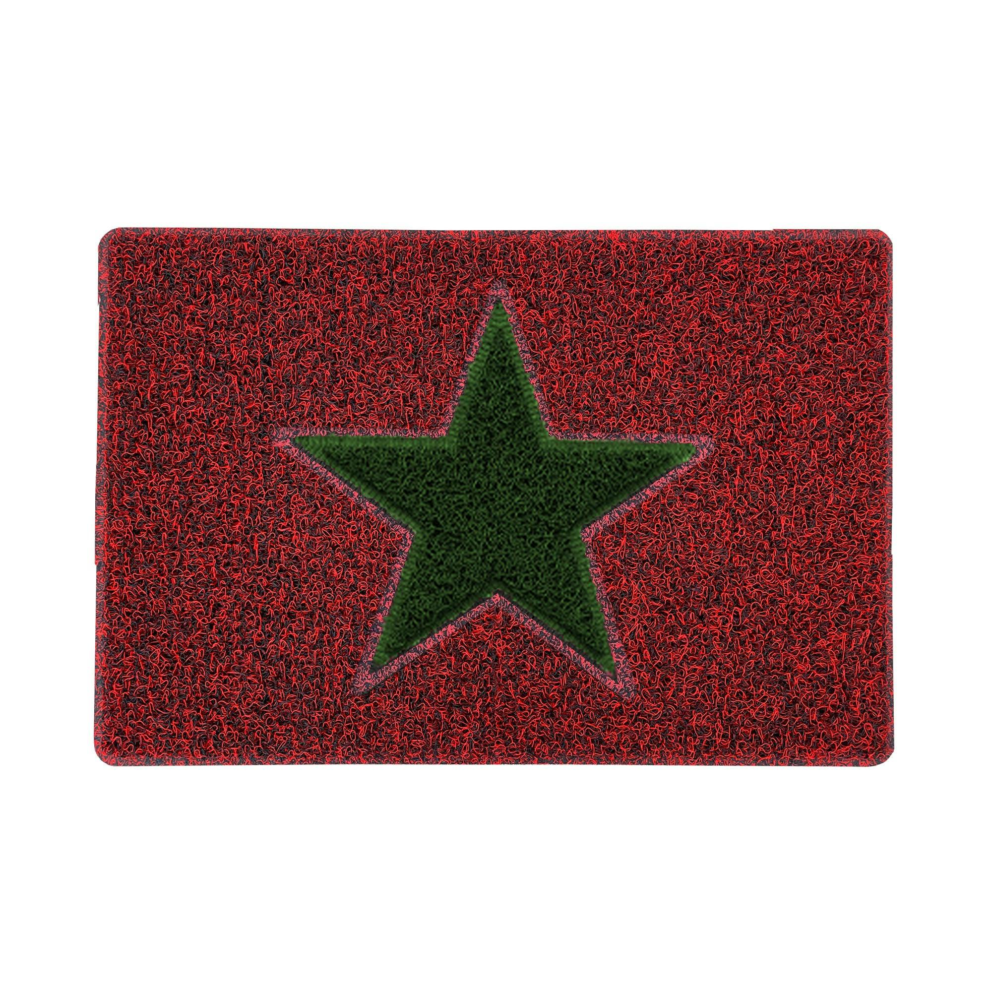 Rackhams Red/Green Christmas Star Pvc Spaghetti Doormat - & Design - 60Cm X 40Cm
