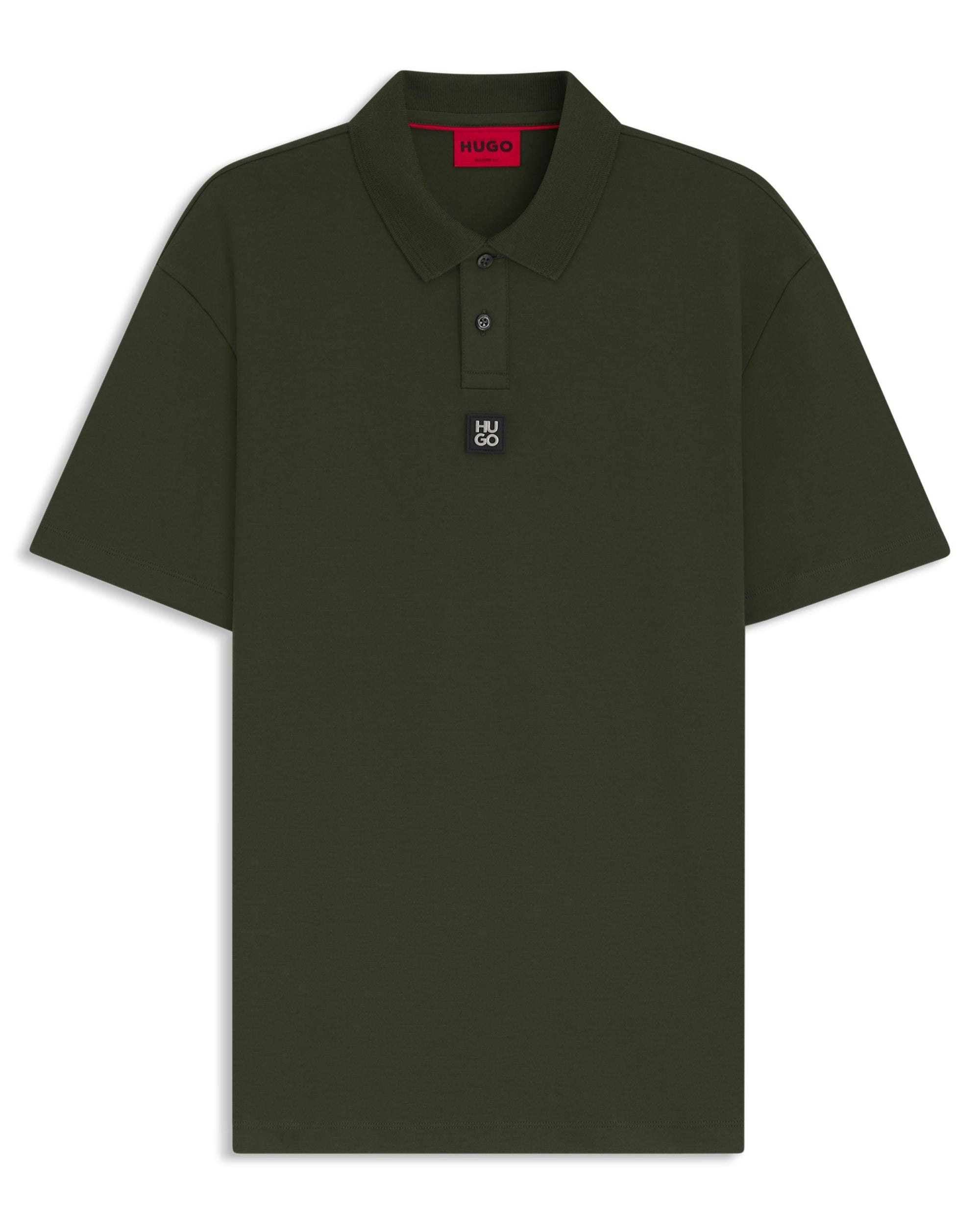 Hugo Men's Dark/Green Deabono Interlock Cotton Polo Shirt With Stacked Logo - 309 - 309 - M