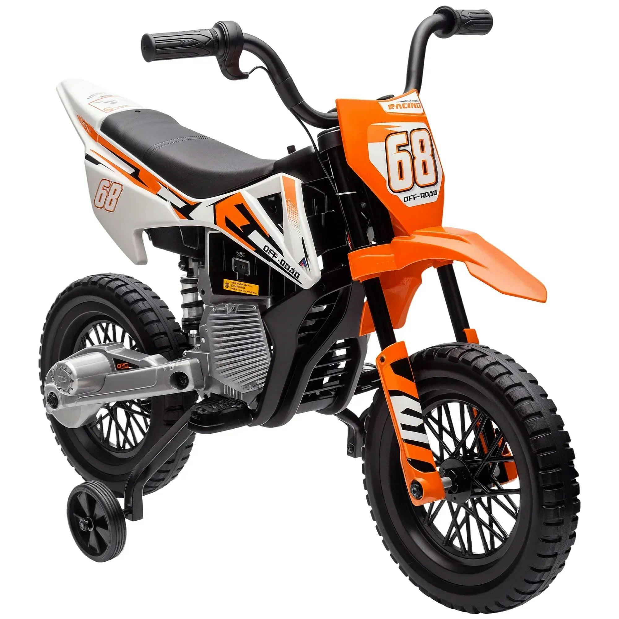 AIYAPLAY 12V Kids Orange Electric Motorbike W/ Twist Grip Throttle - Music - Orange | TJ Hughes - Image 7
