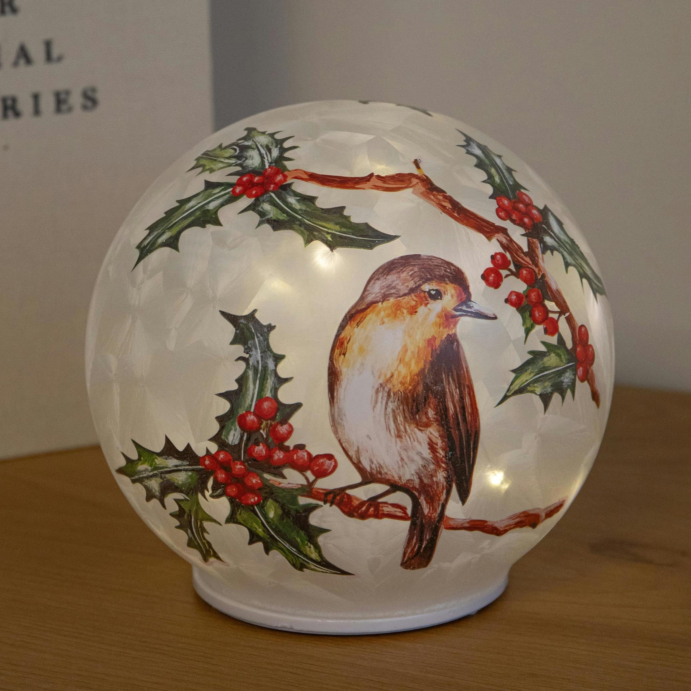 B&Q - 15Cm Light Up Christmas Robin Glass Ball With Warm White Leds - Image 3