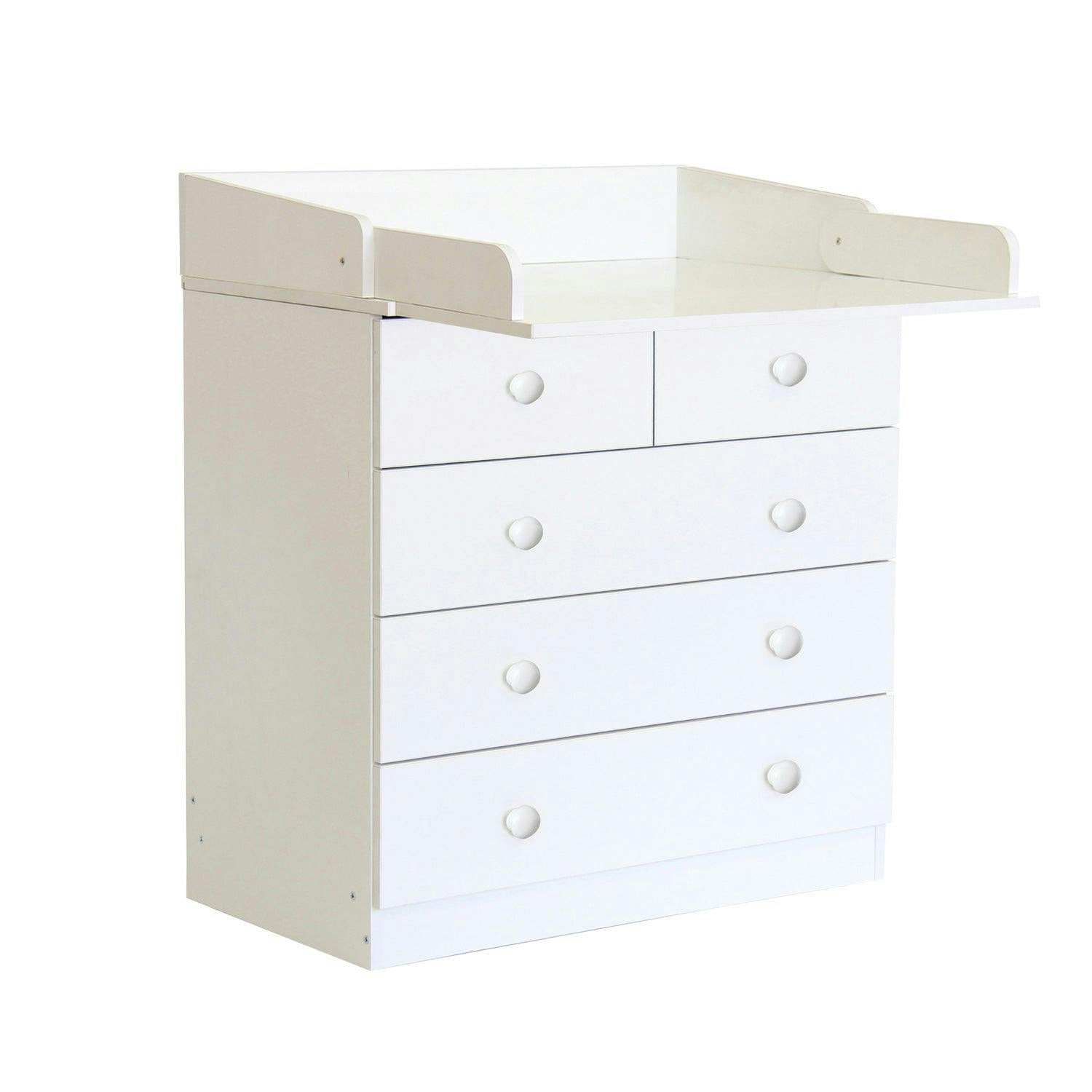 Kudlhome White 1580 Baby 4 Drawer Changing Unit With Changing Board,