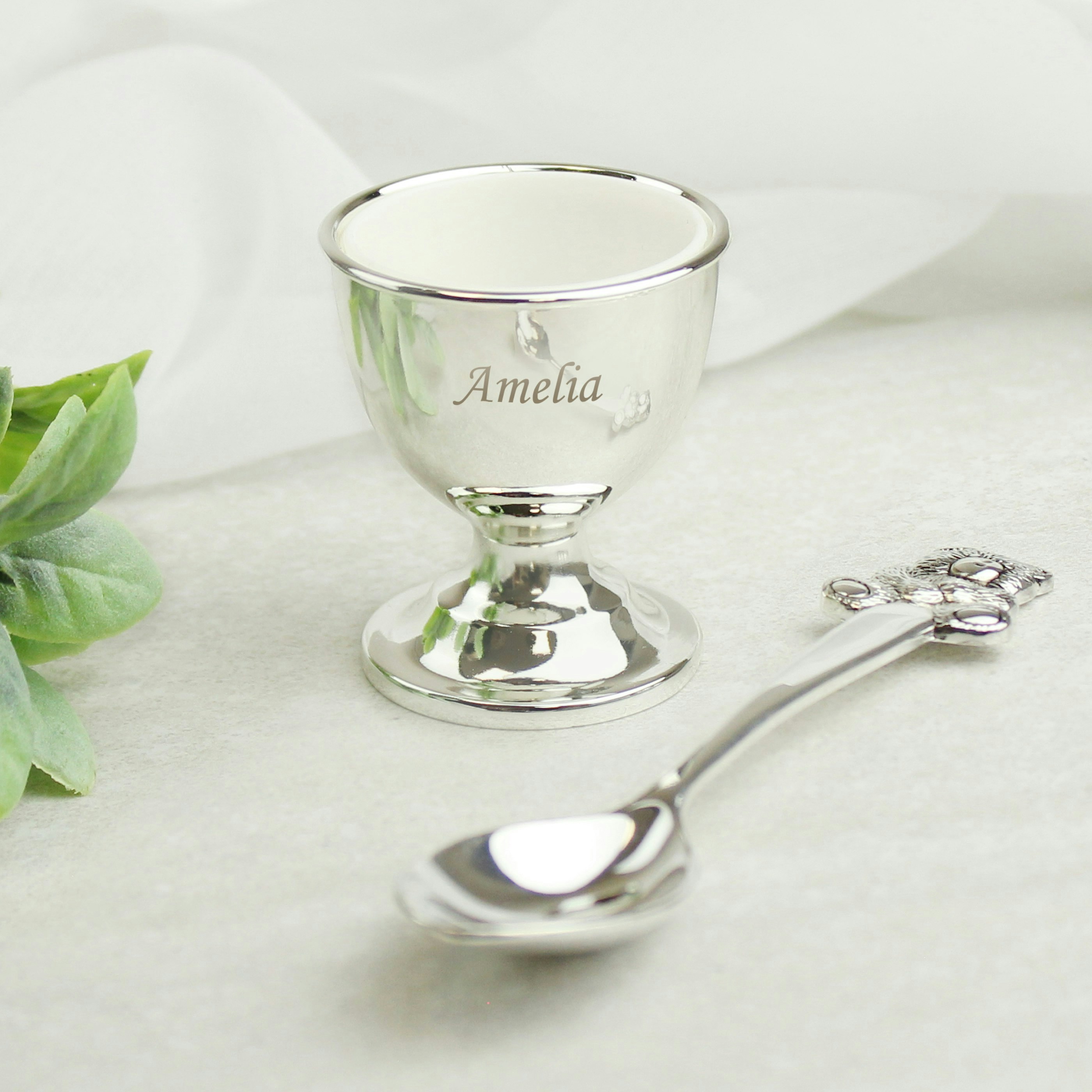 Rackhams Silver Personalised Egg Cup & Spoon