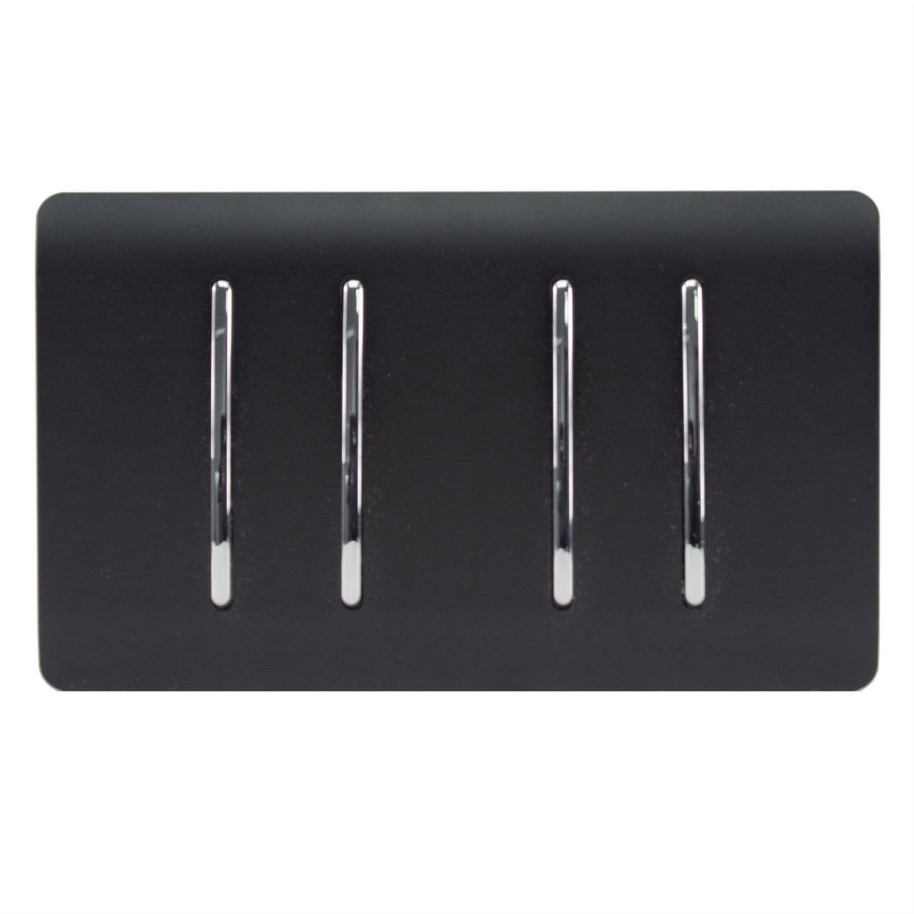 Trendi Switch - 4 Gang Light Switch - 1 or 2 Way - Matt Black - ART-SS44MBK - Image 7