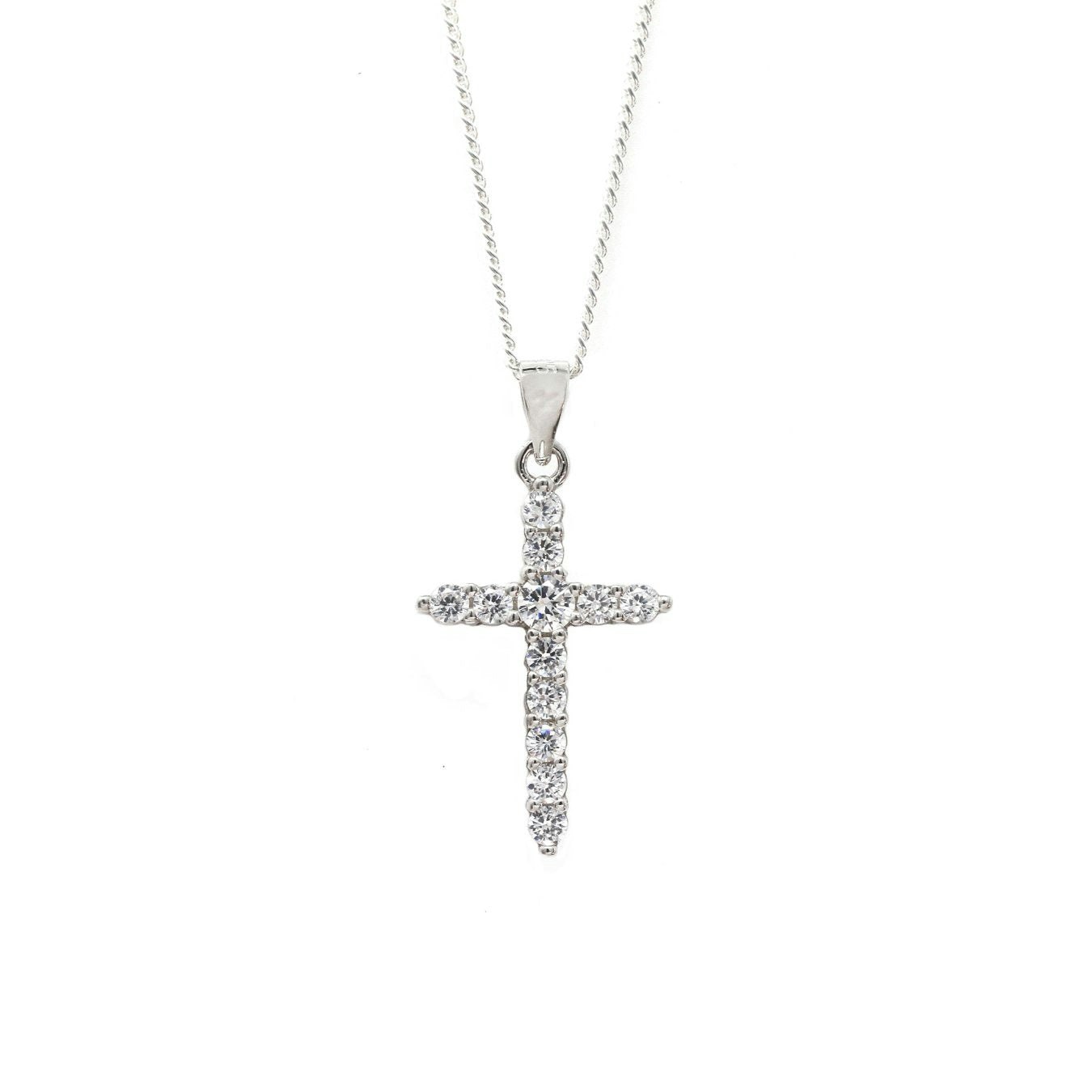 Say It With Silver Claw Set Cross Necklace - Sterling