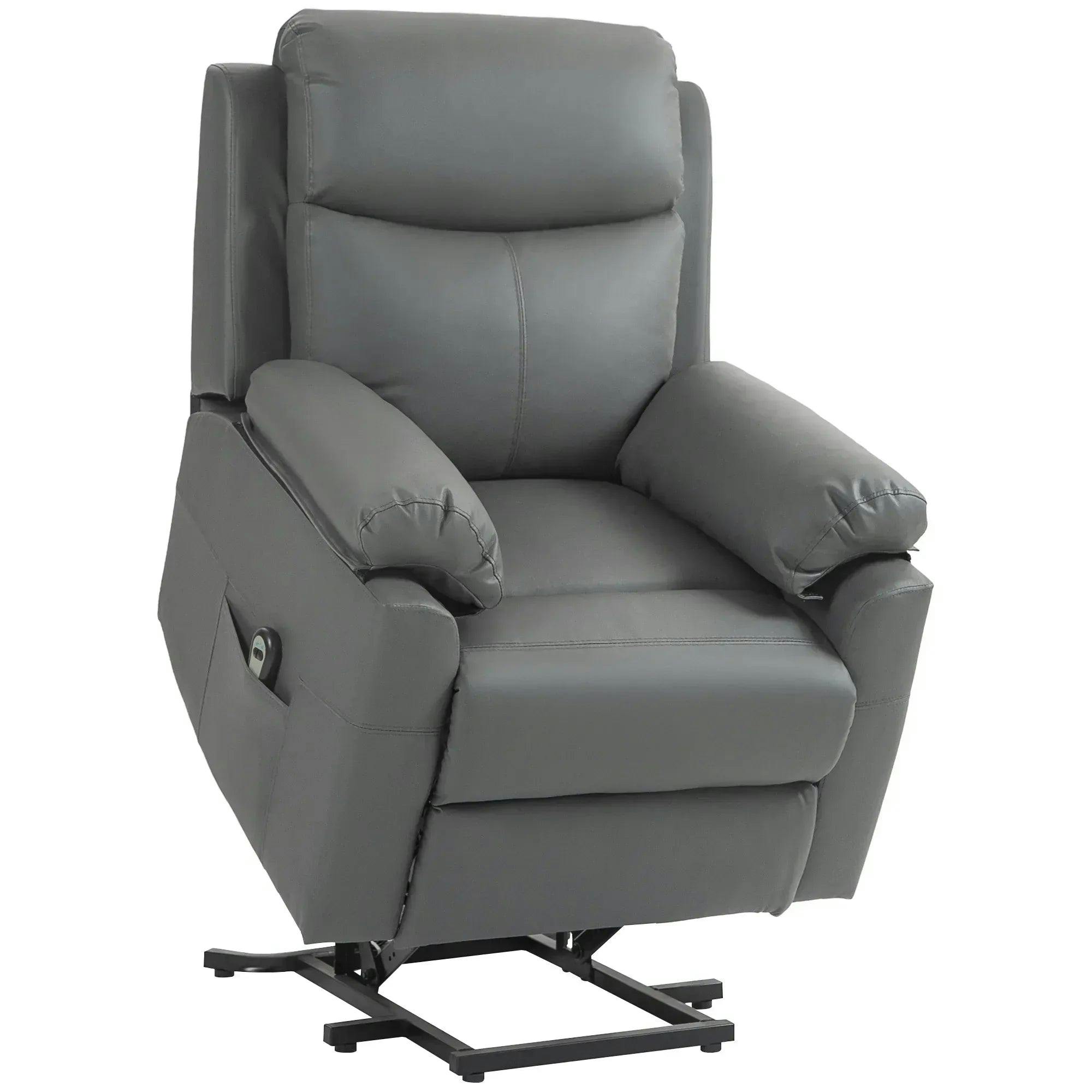 HOMCOM Power Lift Chair Electric Riser Recliner with Remote Control in Grey - Image 6