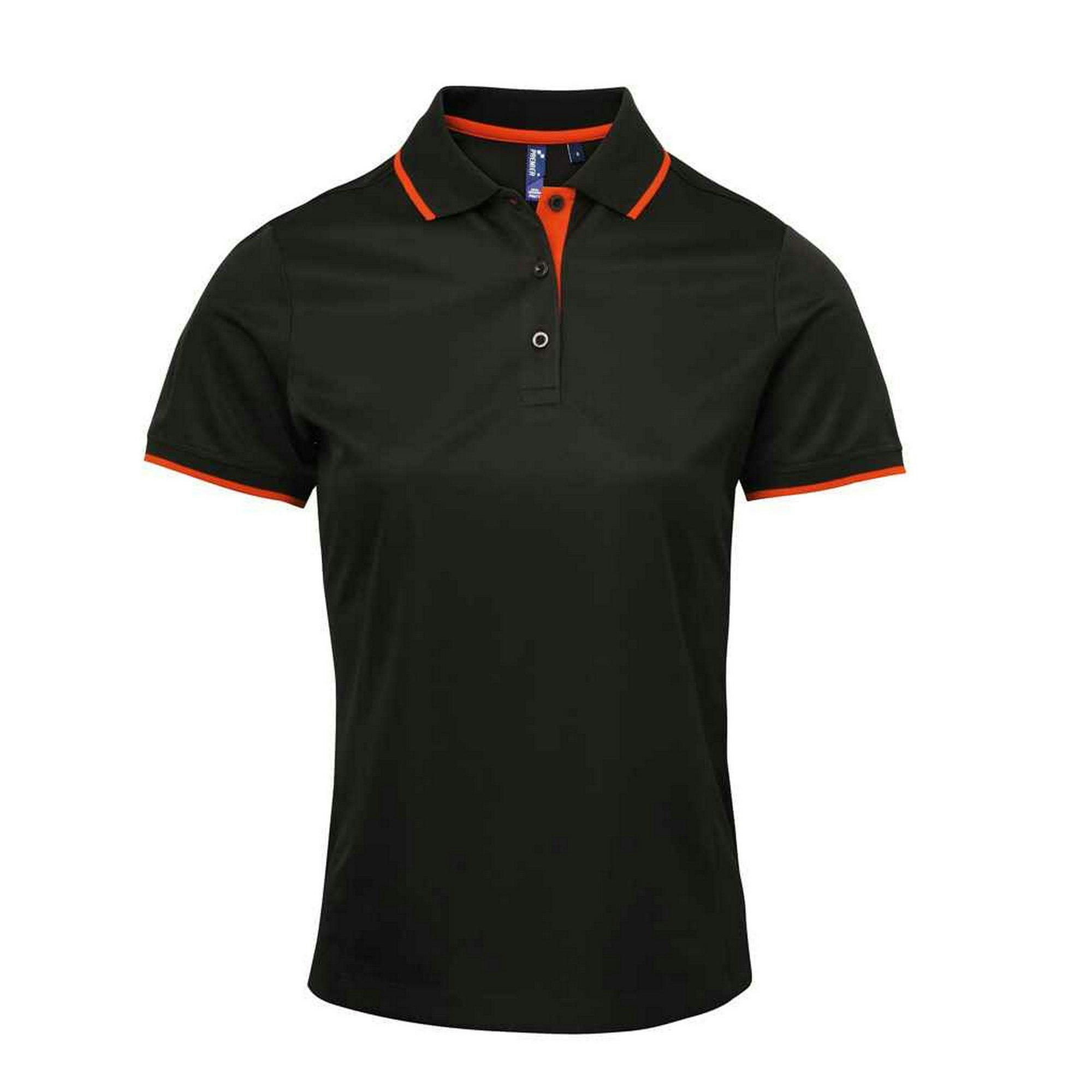 Premier Women's Orange Coolchecker Contrast Pique Polo Shirt In | Size: Small - Image 3