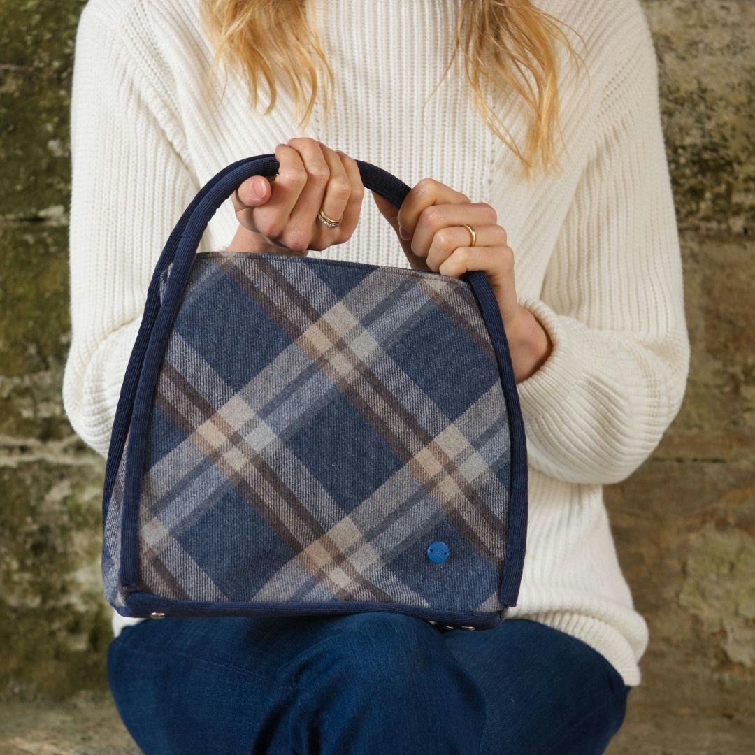 Earth Squared Blue Tweed Tartan Margot Multiway Bag