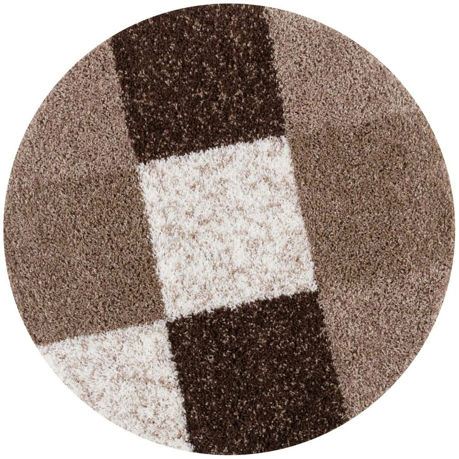 Rackhams Brown Myshaggy Geometric Rug - Ø 120 Cm