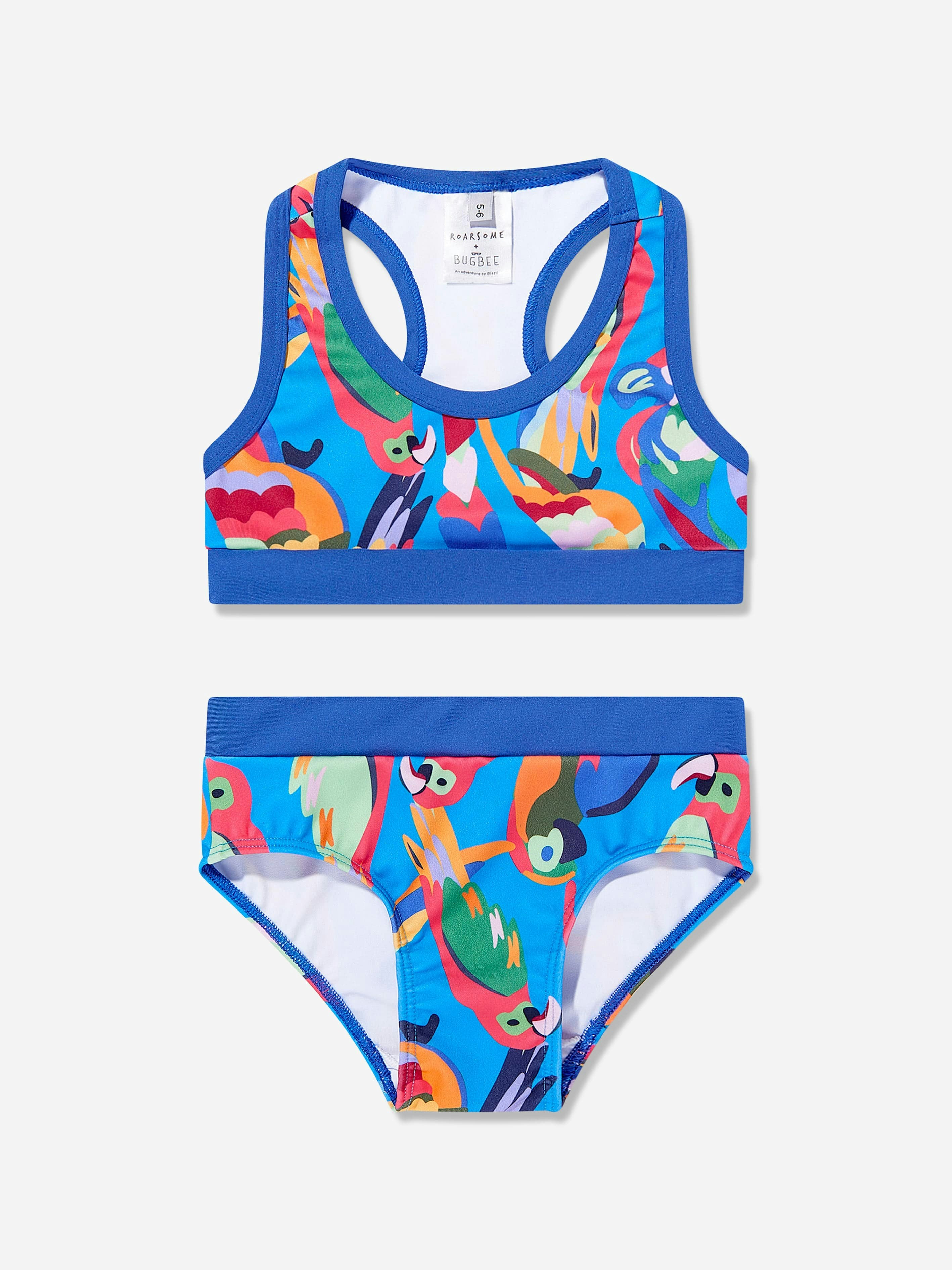 Roarsome Girls Blue Parrot Bikini In - 5 - 6 Years