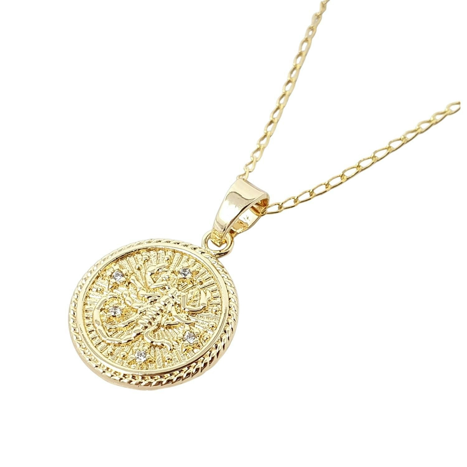 Harfi Gold Scorpio Plated Zodiac Astrology Pendant Charm Necklace