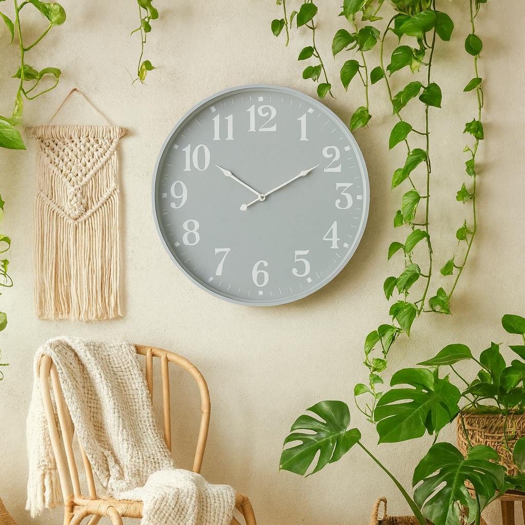 Wyld Haus Grey/White Minimalist Wall Clock With Numerals