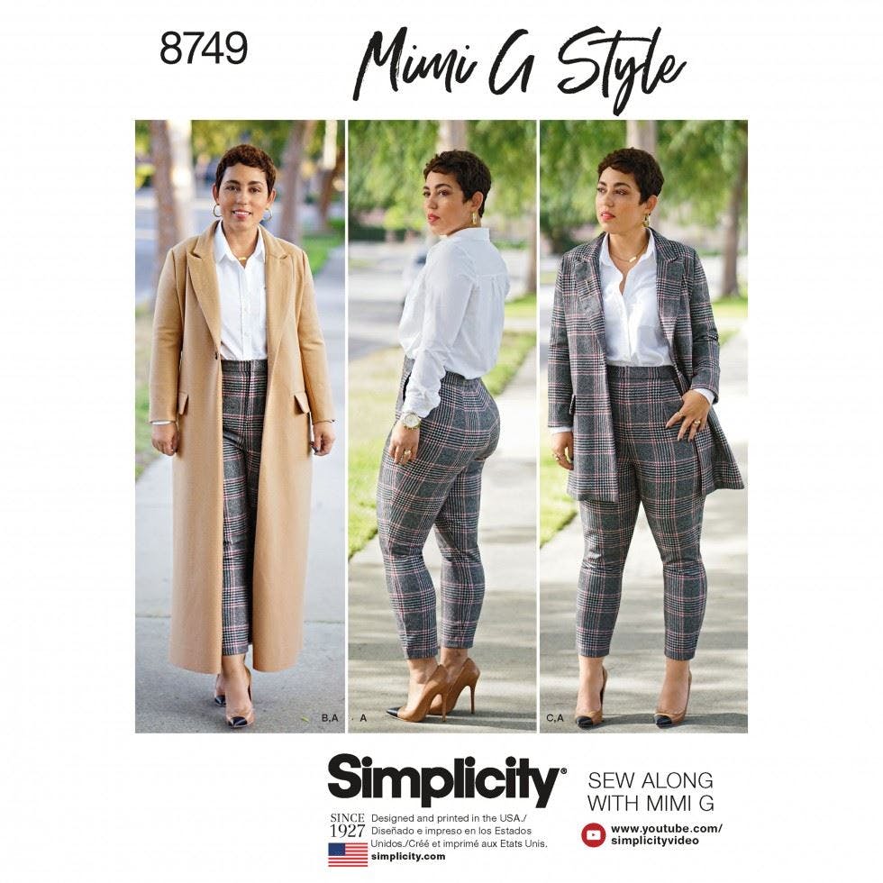 Simplicity Women's Sewing Pattern 8749, Coats, Trousers For Aa (10-12-14-16-18) - Intermediate - Bb (20W-28W)