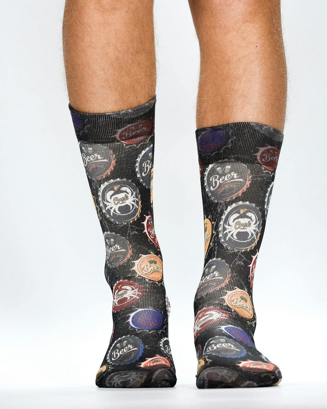 Jemsox Men's Green Beer Cork Novelty Socks | Quirky, Relaxed & Beer Lover Style