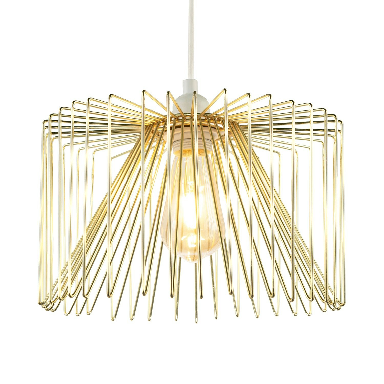 Rackhams Gold/Light Modern Circular Wire Polished Metal Pendant Ceiling Shade 18Cm